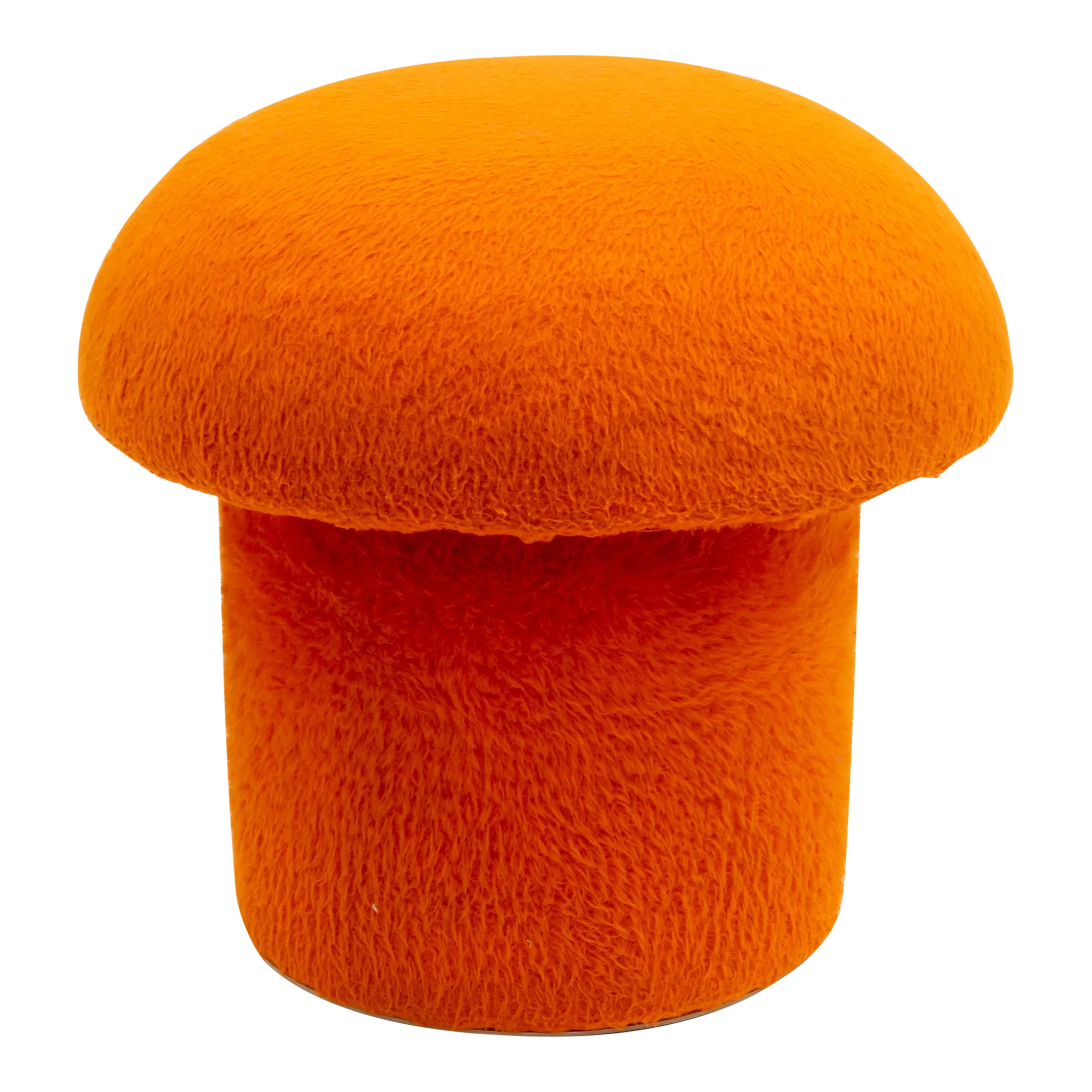 Orange 1970s Mushroom Ottoman Vintage Shag Footstool Mid Century