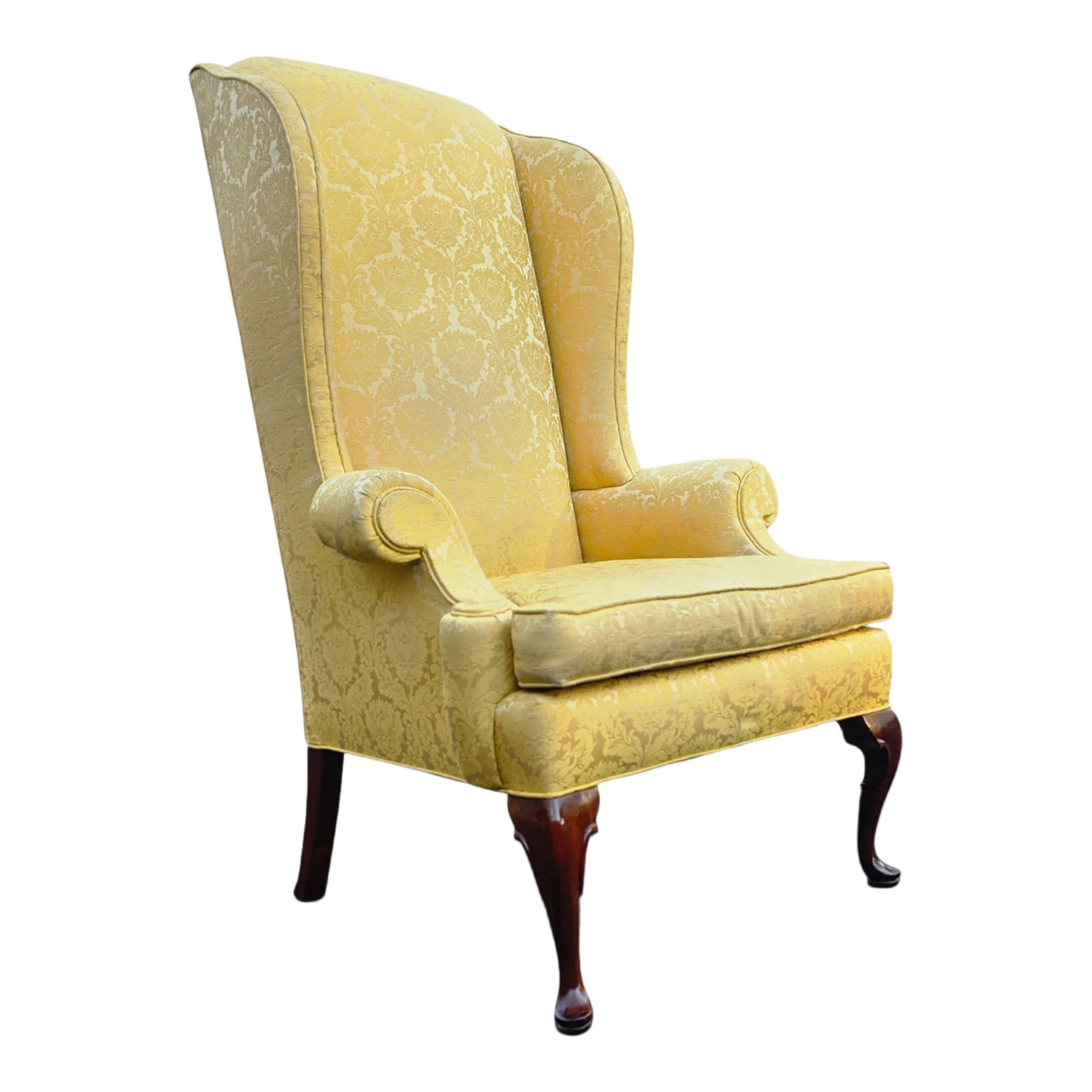 Vintage Queen Anne High Wingback Armchair
