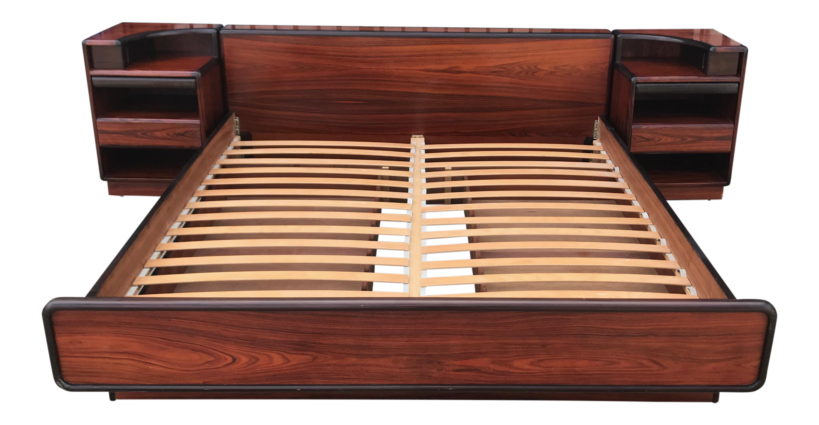 Danish Modern King Size Bedframe Built In Nightstands Chairish