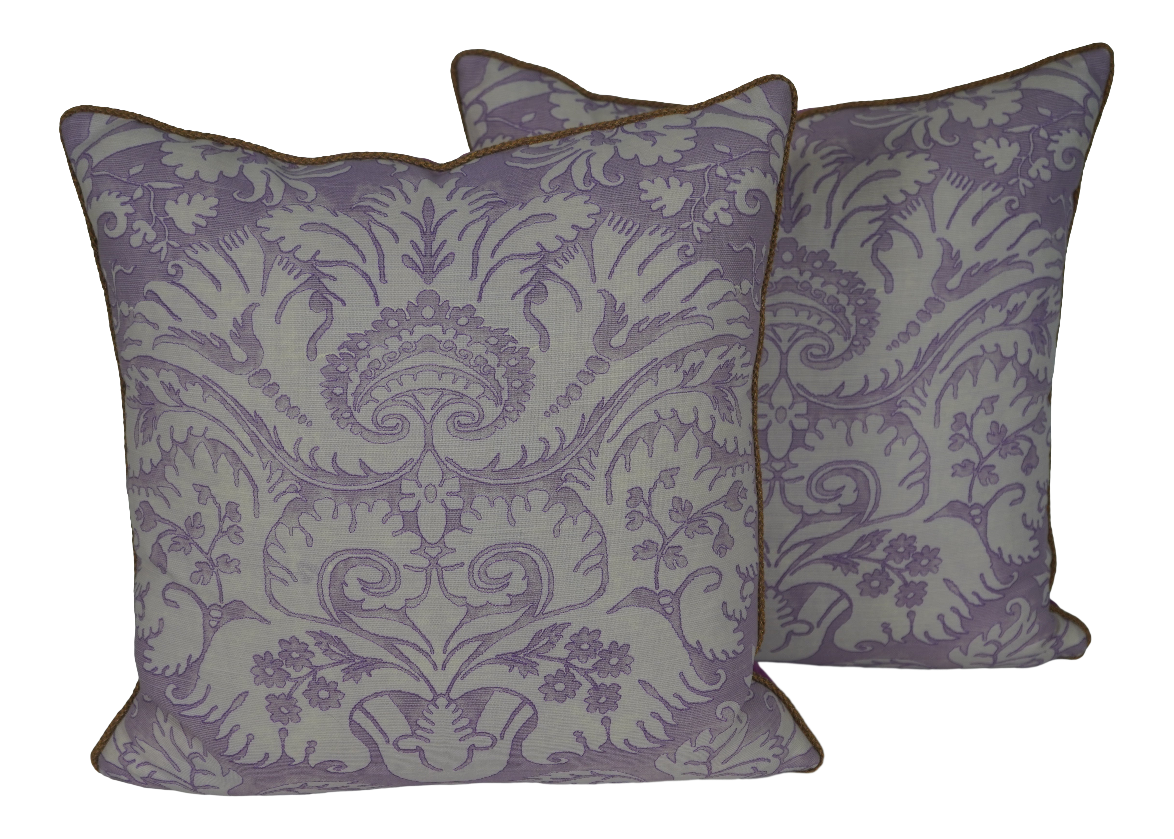 Traditional Quadrille Damask Decorative Pillows A Pair Chairish