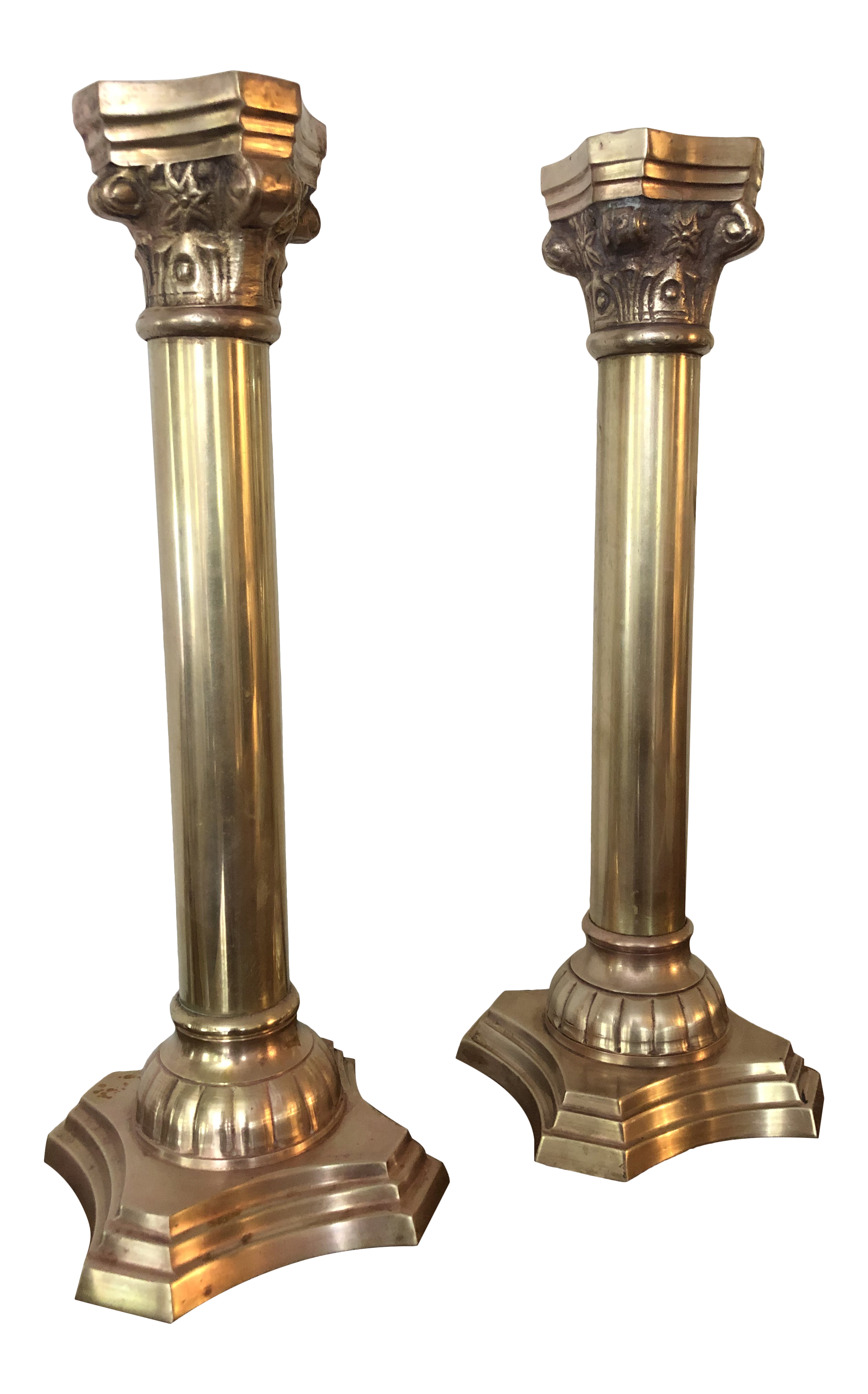 Vintage Brass Corinthian Column Candlesticks A Pair Chairish