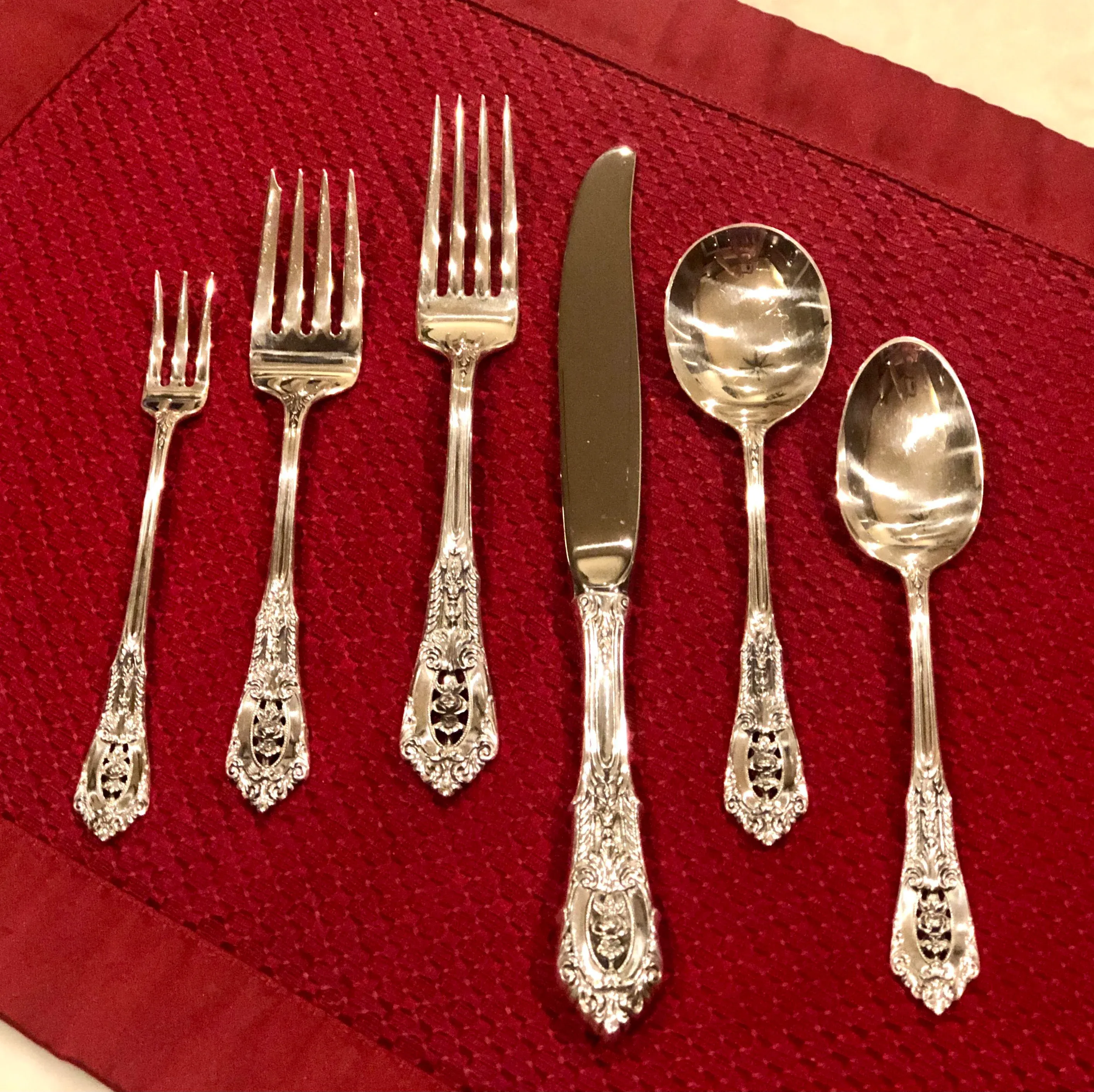Wallace Sterling Silver Rose Point Pattern Sold At Auction: A