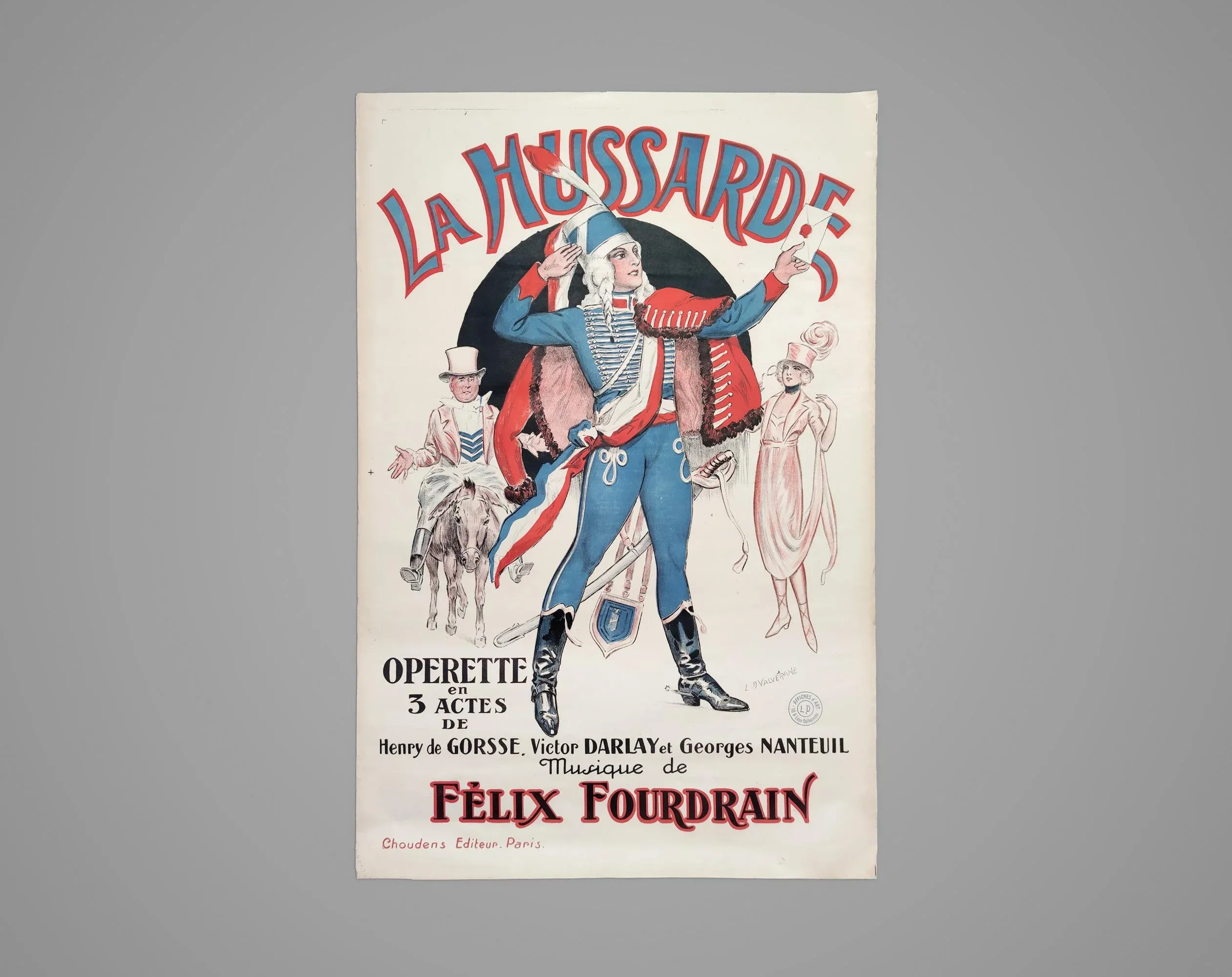 Vintage French Operetta Parisian Theatre Poster, 1920s