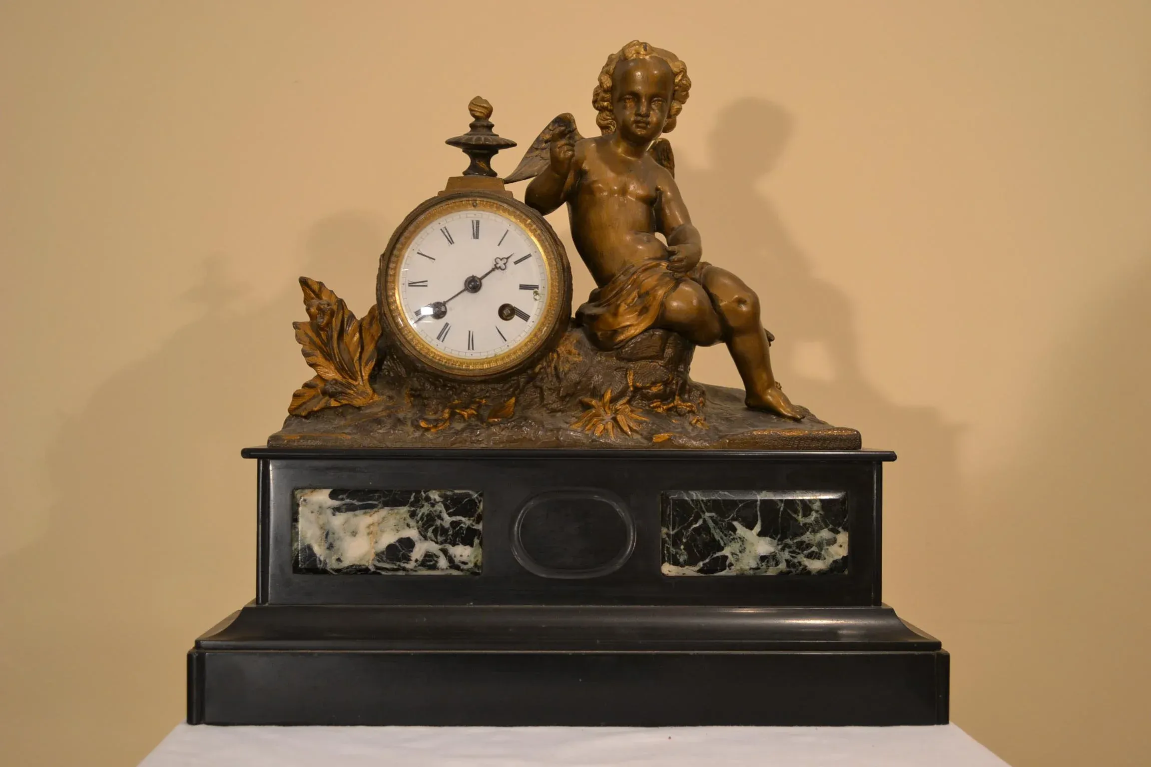 Antique Clock Late 19th Century Japy Freres Cherub Mantel | Chairish