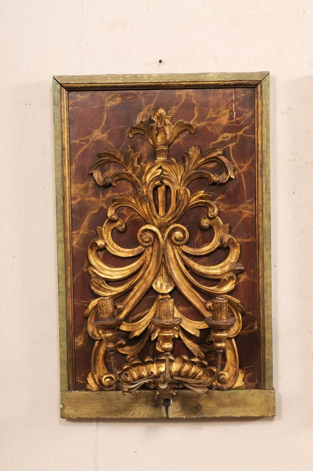 19th Century Fragment Mounted 3-Light Sconces - a Pair