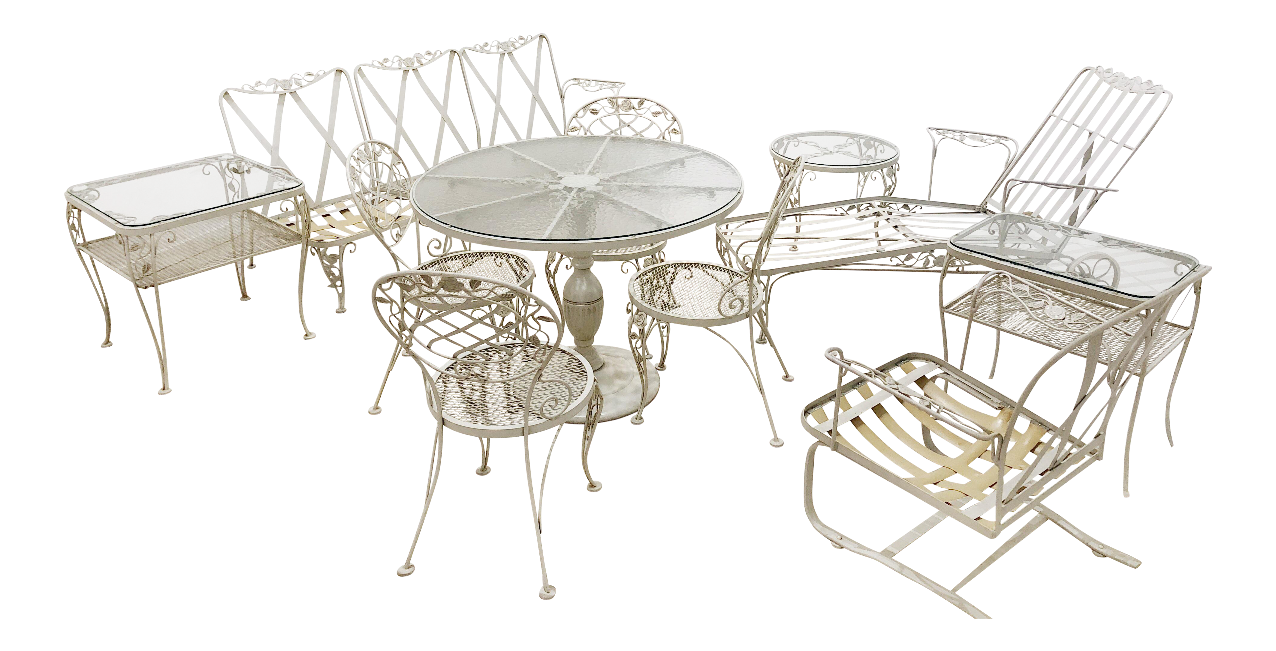 Large Vintage Eleven Piece Patio Set By Woodard Chantilly Chairish