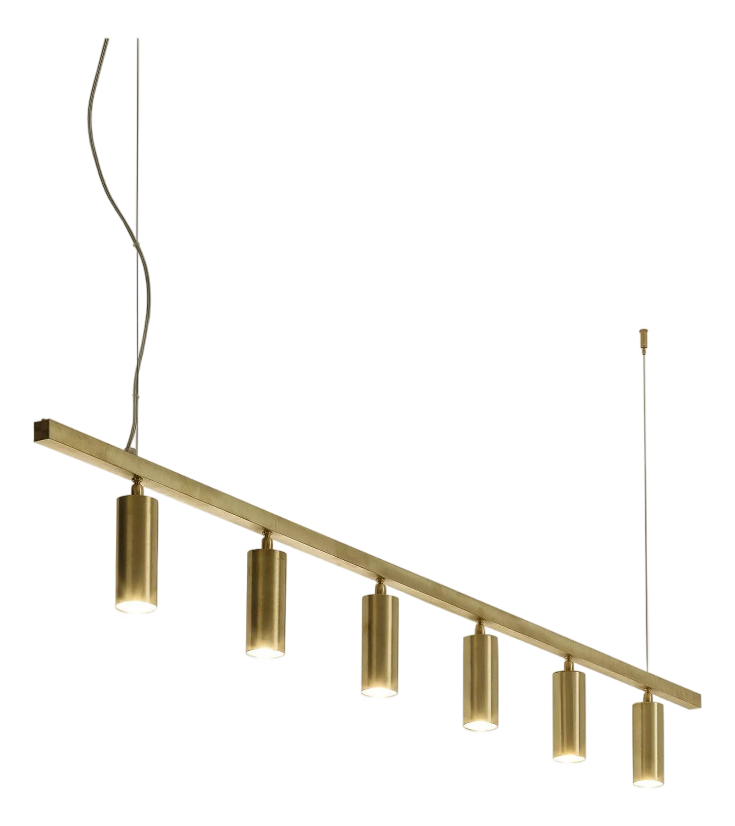 TF606 Suspension Lamp in Satin Brass with Orientable Tubular Diffusers by Daluce