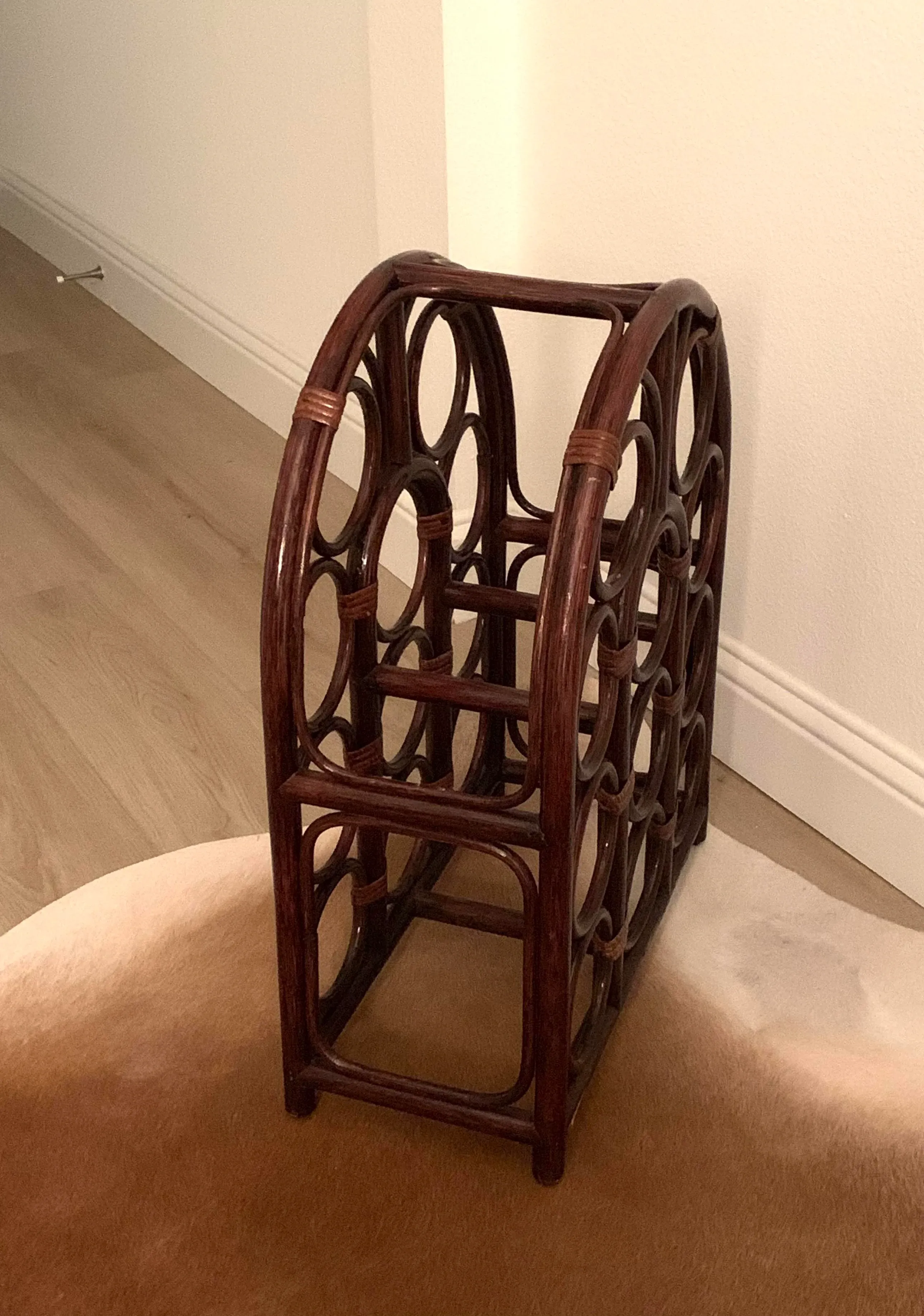French Country Large Rattan Wine Holder