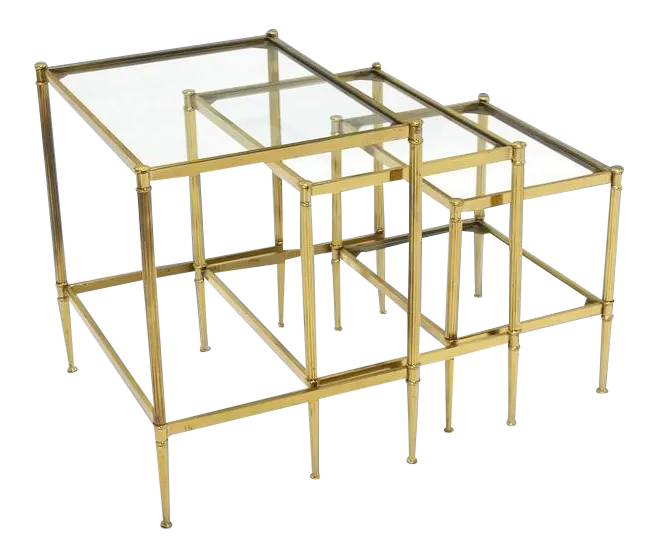 MidCentury Modern Brass Nesting End Tables Set of 3 Chairish