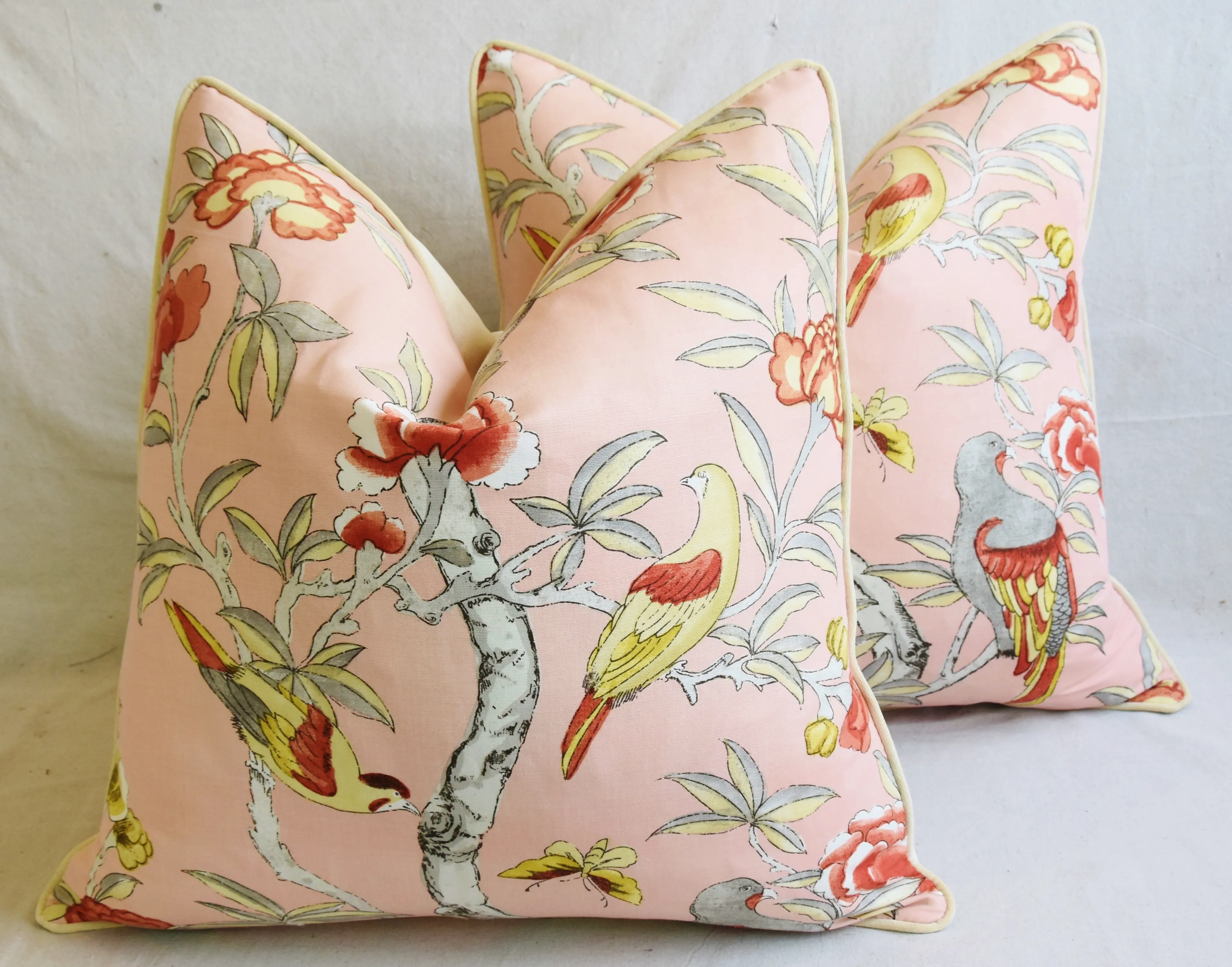 Custom Blush/Pink Thibaut Floral/Birds Giselle Feather/Down
