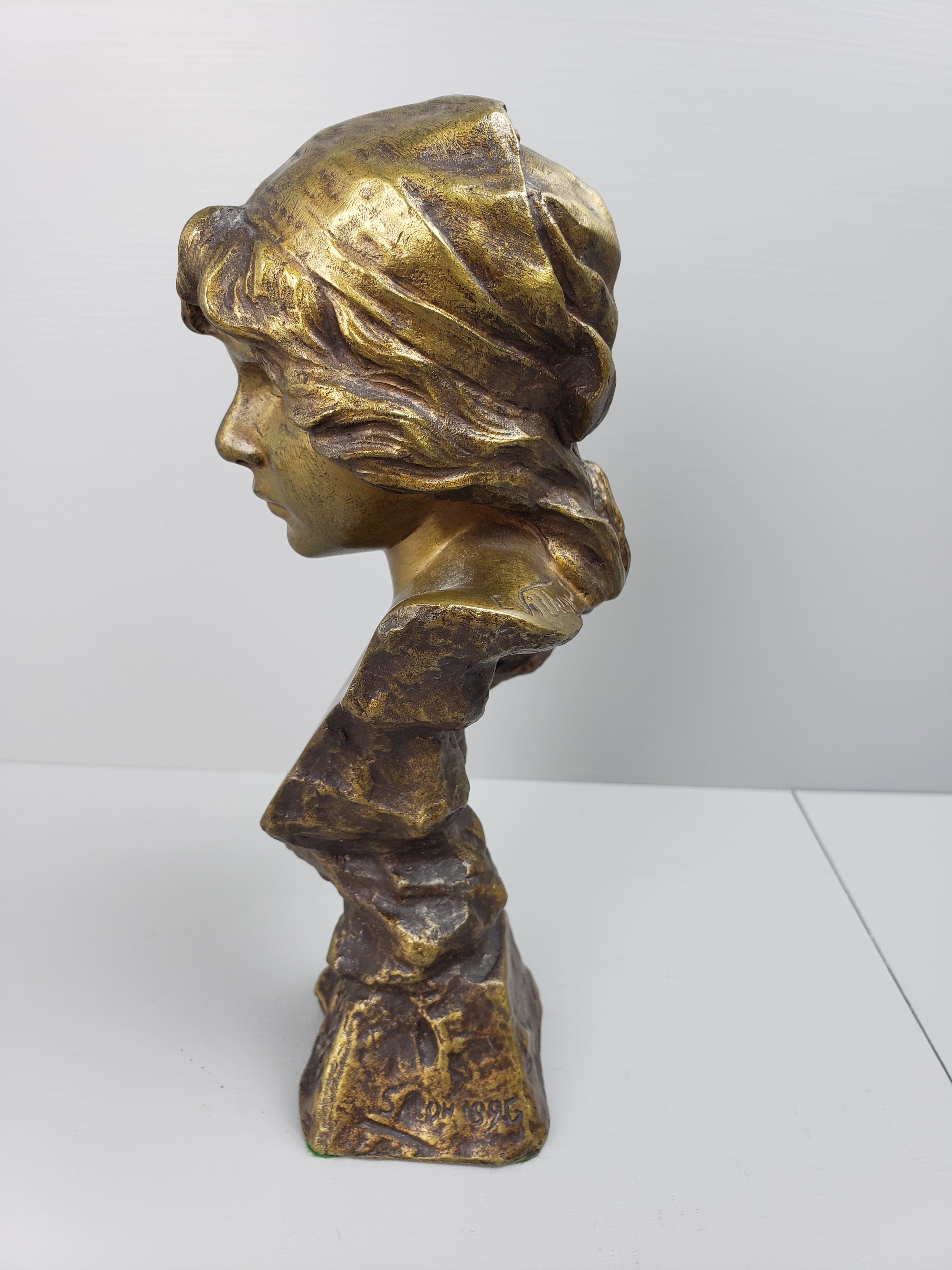 Emmanuel Villanis MIGNON 1896 SALON Art Nouveau Bronze Bust