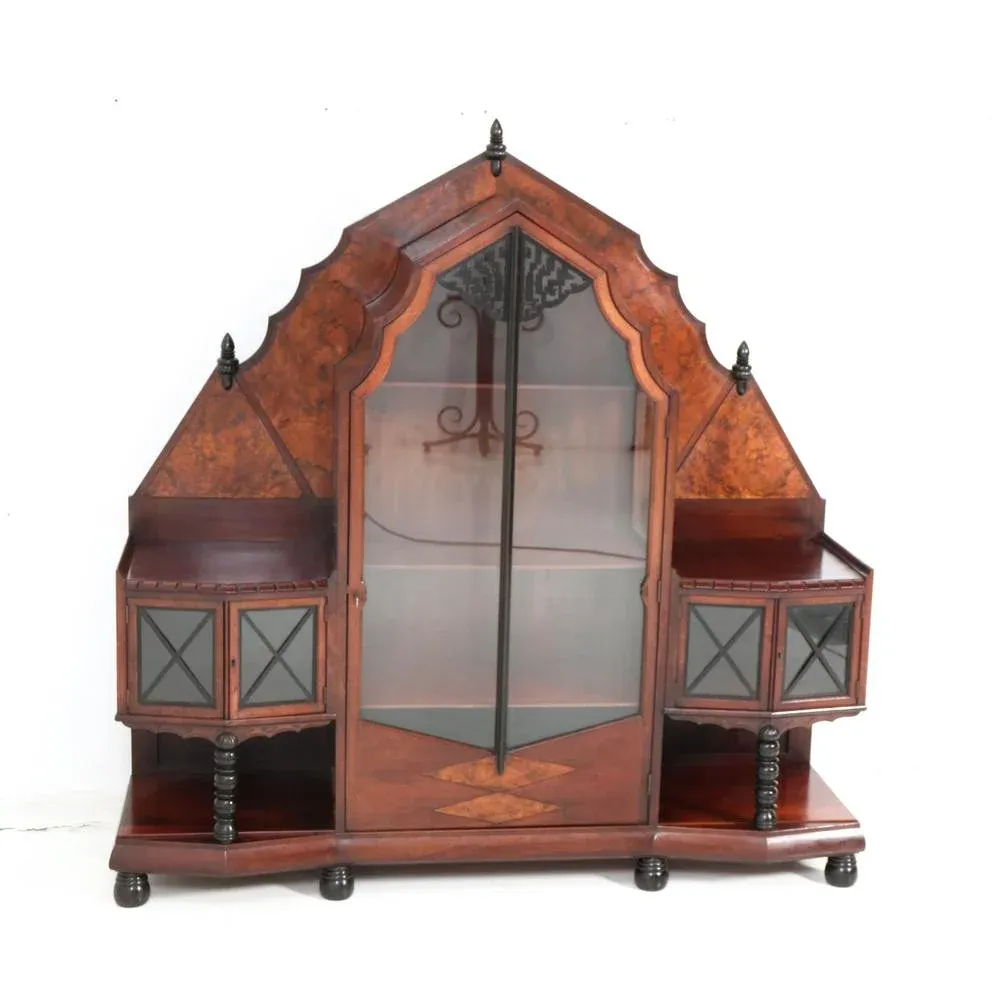 Art Deco Amsterdamse School Walnut Vitrine or China Cabinet by Max Coini,  1920s | Chairish