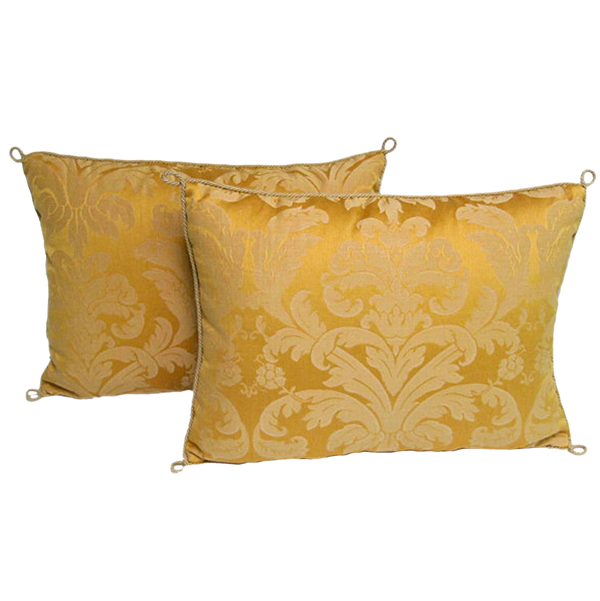 Handmade Yellow Damask Pillows With a Floral Pattern a Pair Chairish