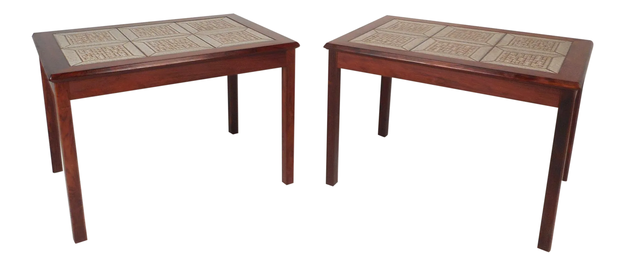 Danish MidCentury Rosewood Tile Top End Tables a Pair Chairish