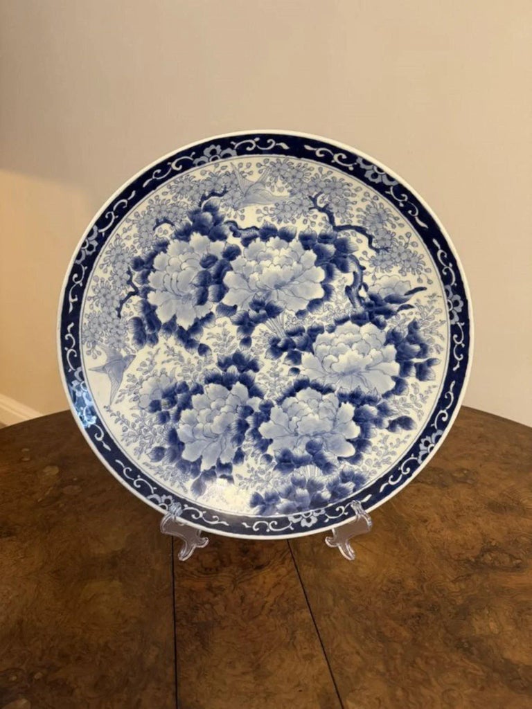 Antique Japanese Imari Blue and White Chargers, 1900s, Set of 2