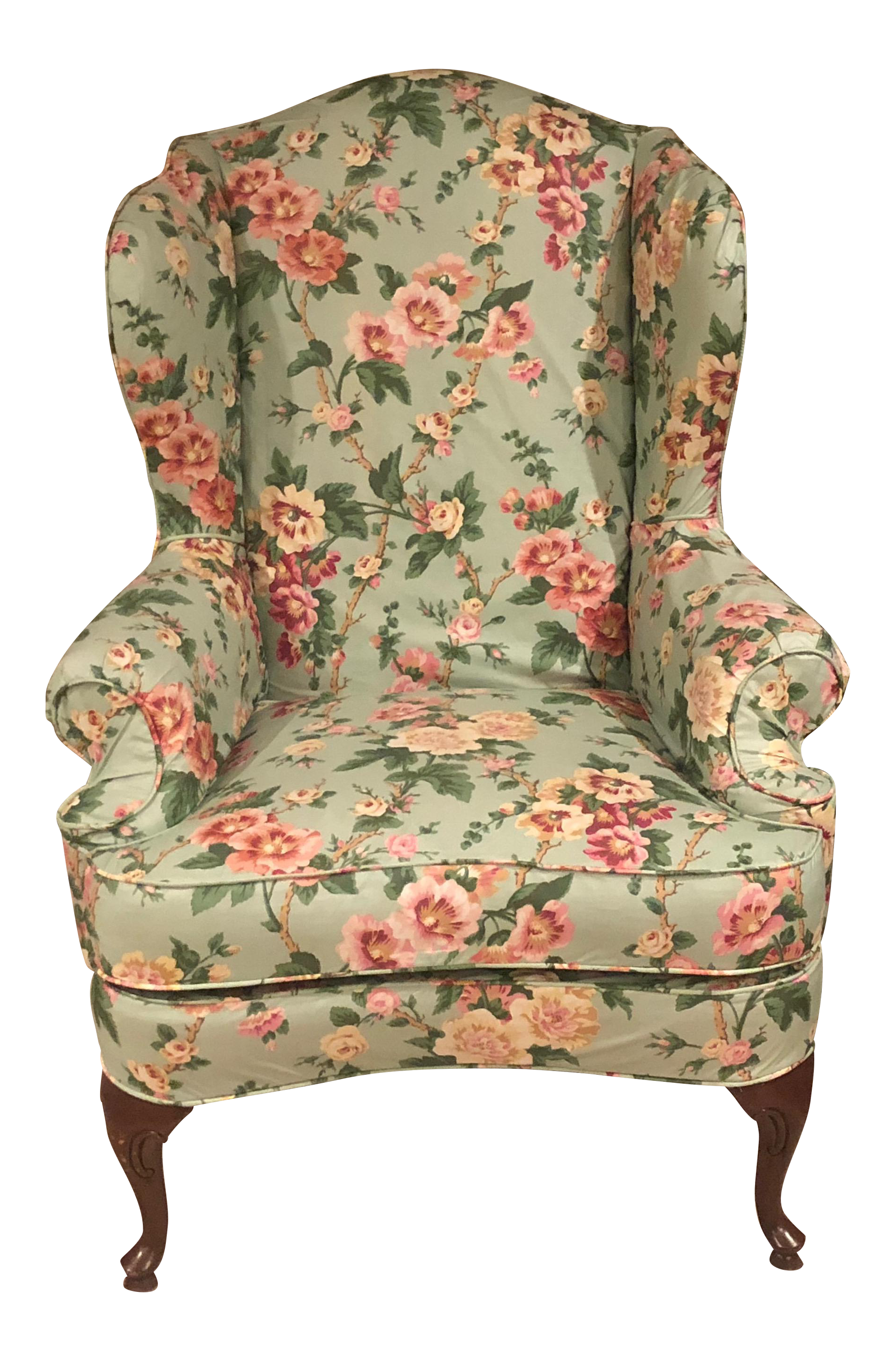 Vintage Floral Wingback Chair Chairish