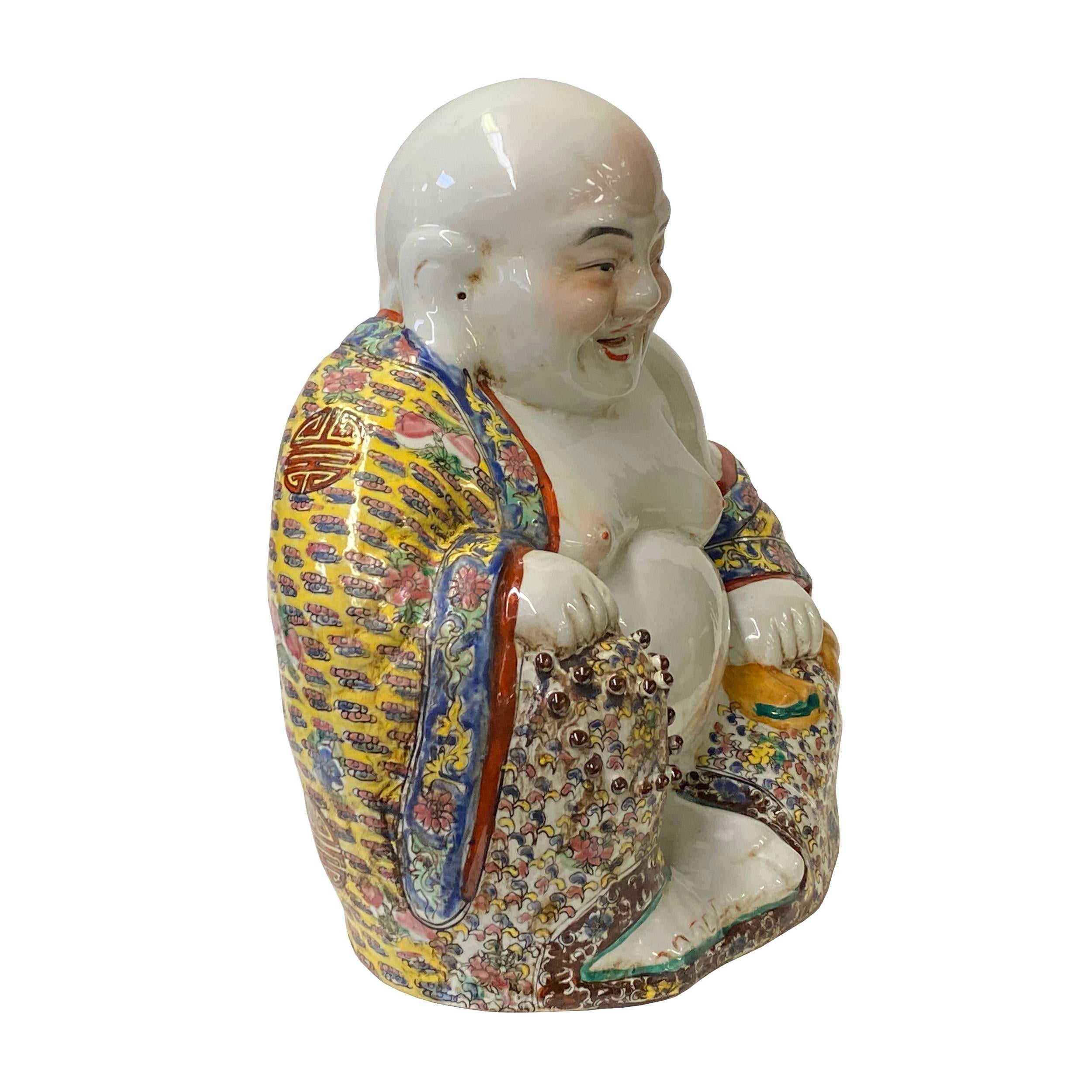 Chinese Canton MIX Ceramic Happy Laughing Buddha Statue