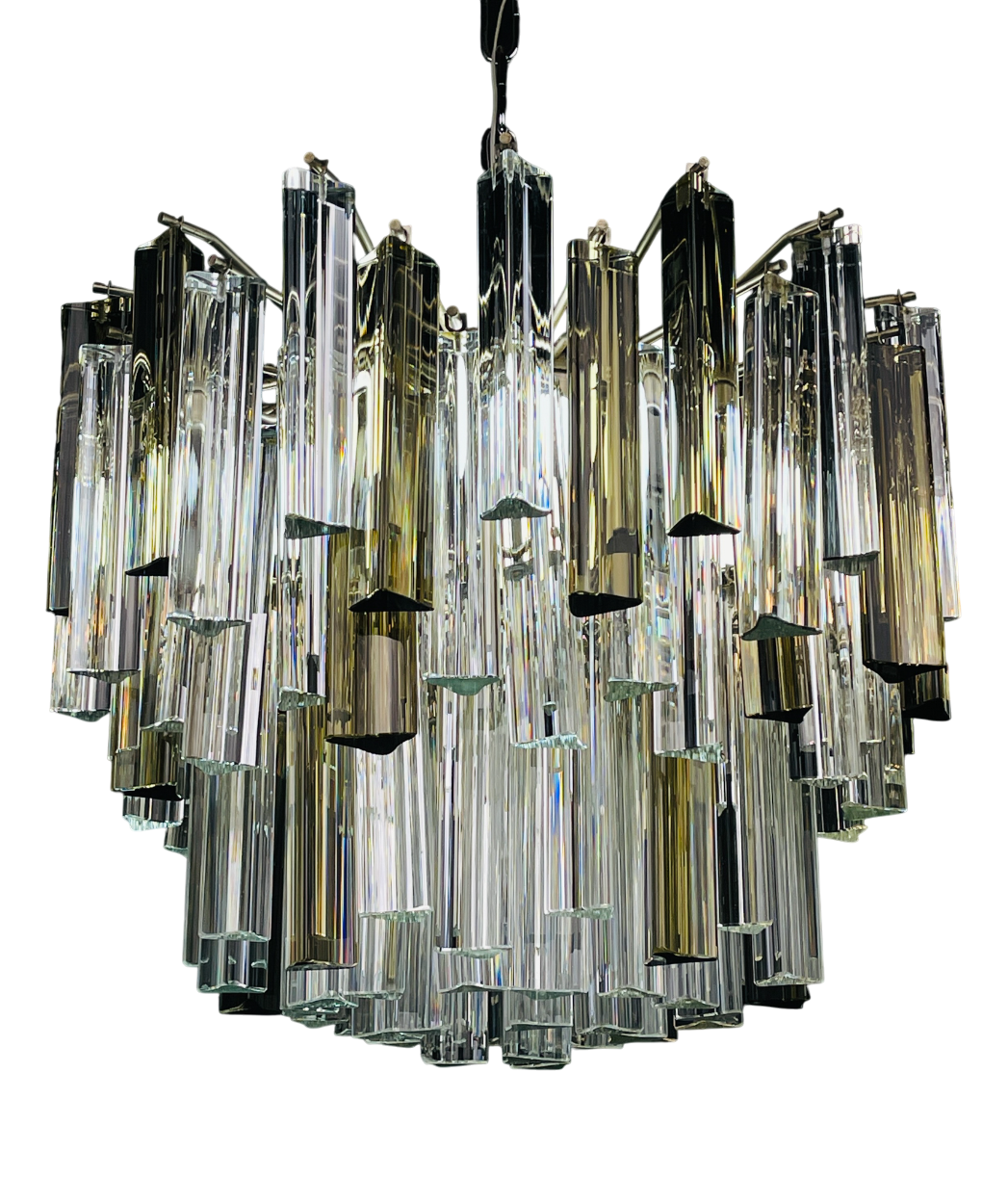 Vintage Italian Murano Glass Crystal Prism Chandelier from Venini, 1970s