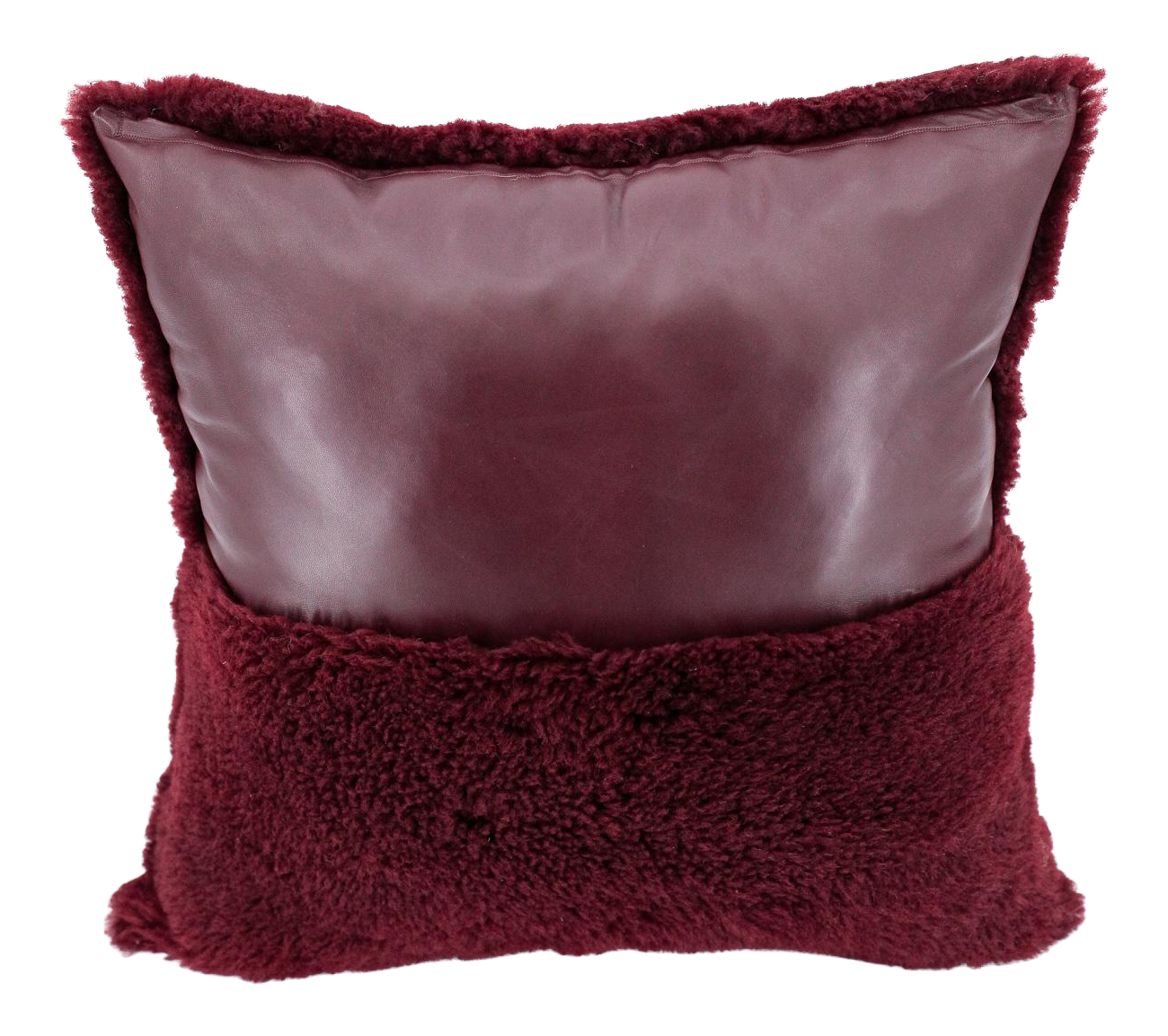 Burgundy Curly Sheepskin & Leather Pillow Chairish
