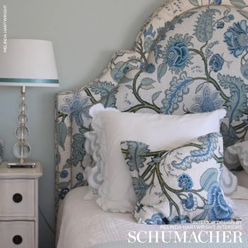 Schumacher Sinhala Linen Print Fabric in Pomegranate