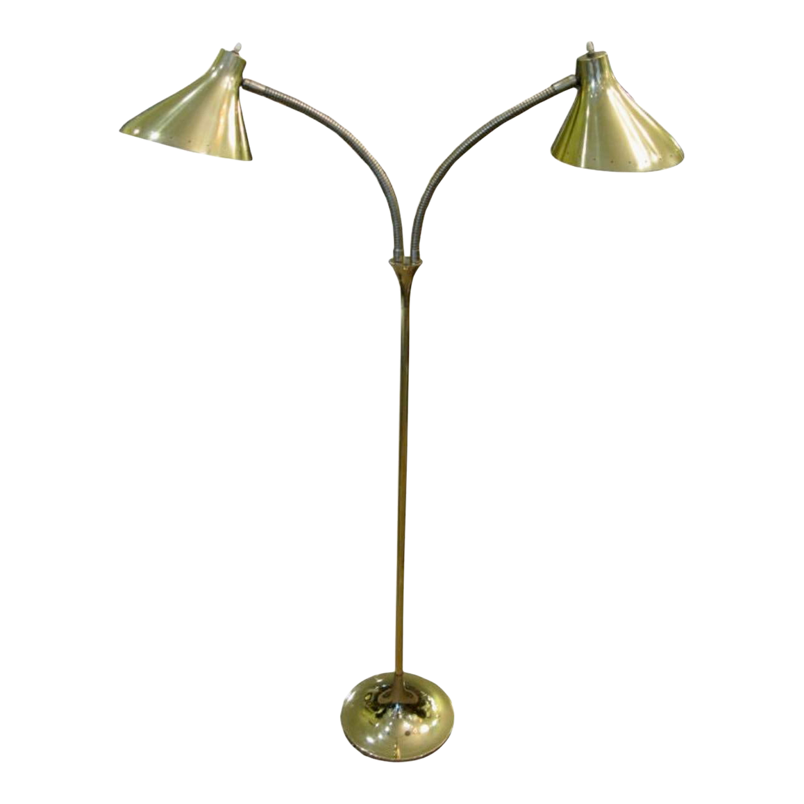 MidCentury Modern Laurel Lamp Co. Double Gooseneck Brass Floor Lamp