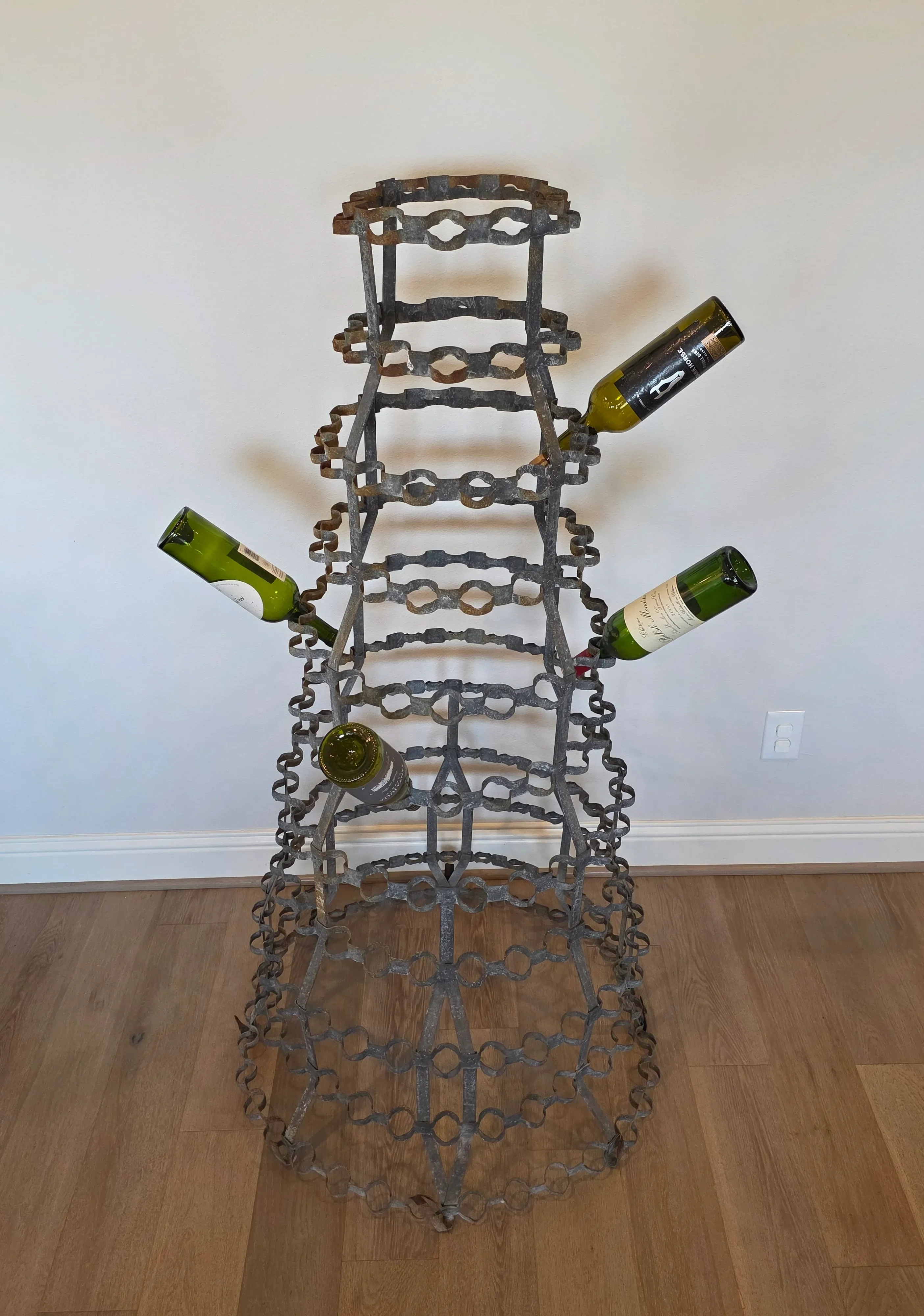 Monumental French Vineyard Industrial Metal Wine Bottle Drying
