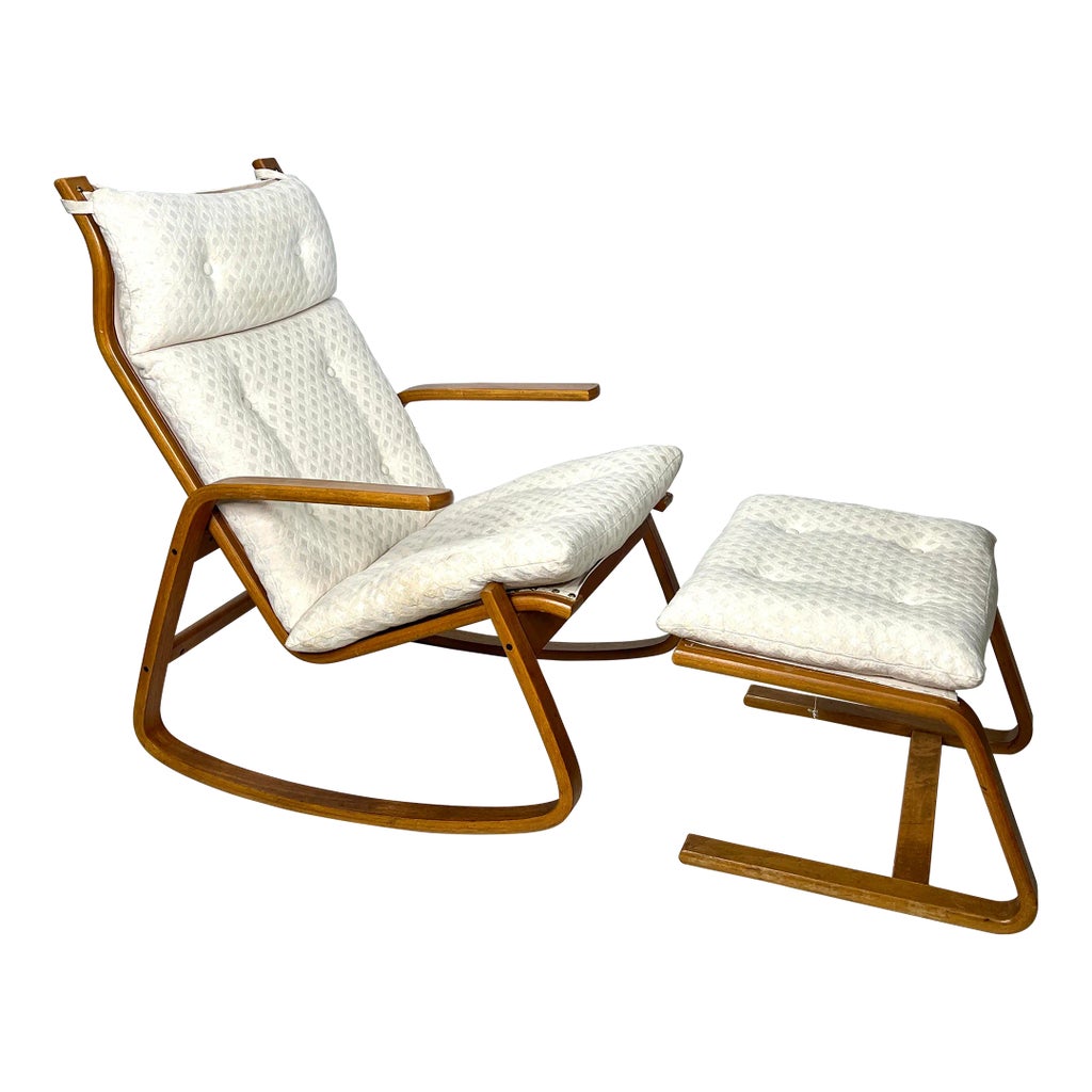 Mid Century Scandinavian Rocker and Ottoman Attributed to Ingmar ...