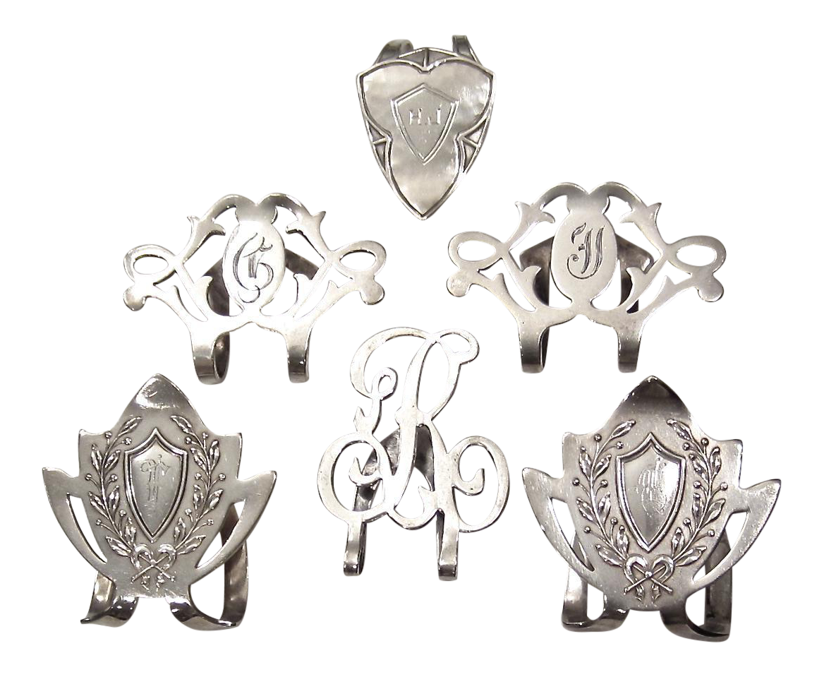 Antique Silver Napkin Clips Set of 6 Chairish