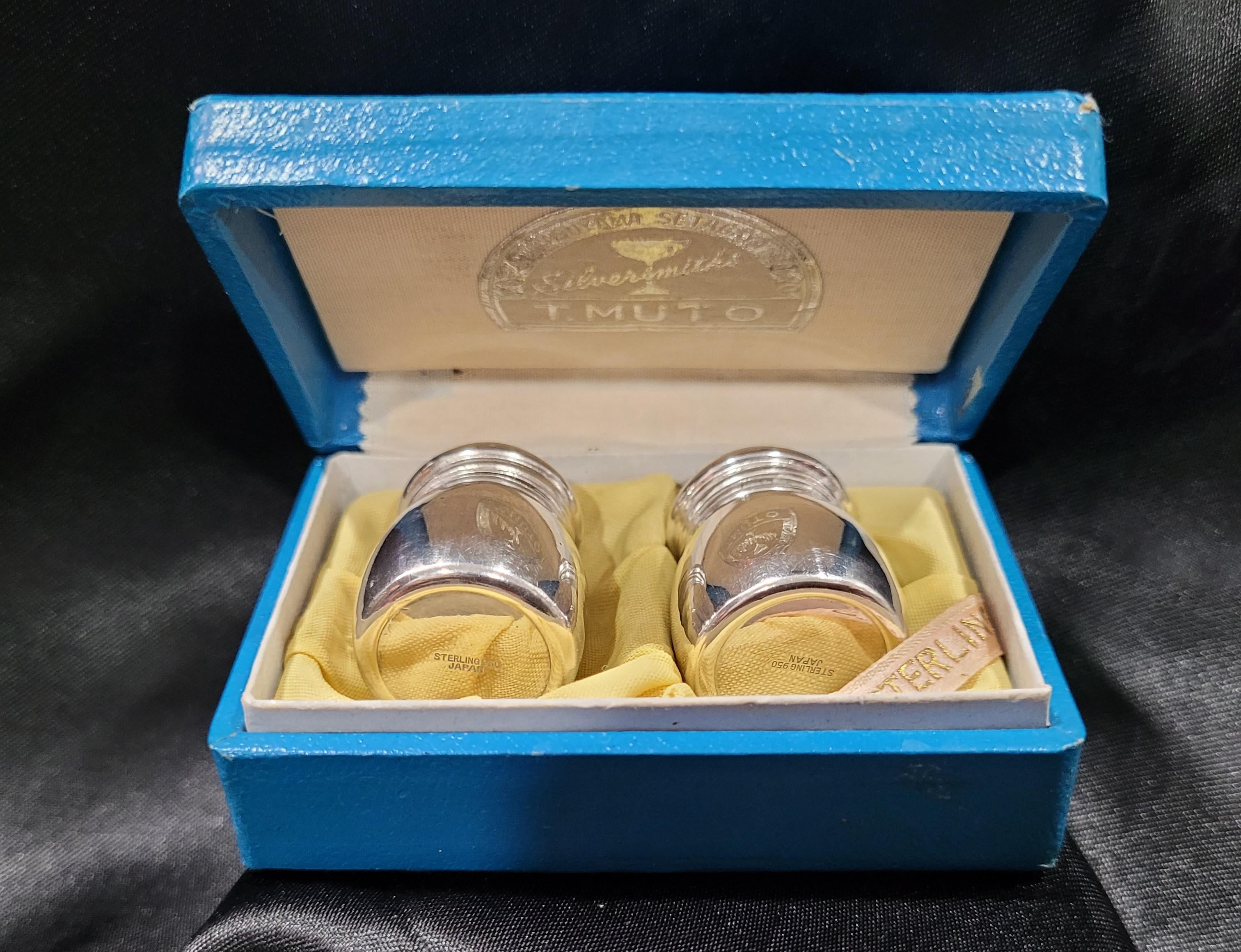 Vintage Miniature Salt and Pepper T. Muto Japan 950 Sterling