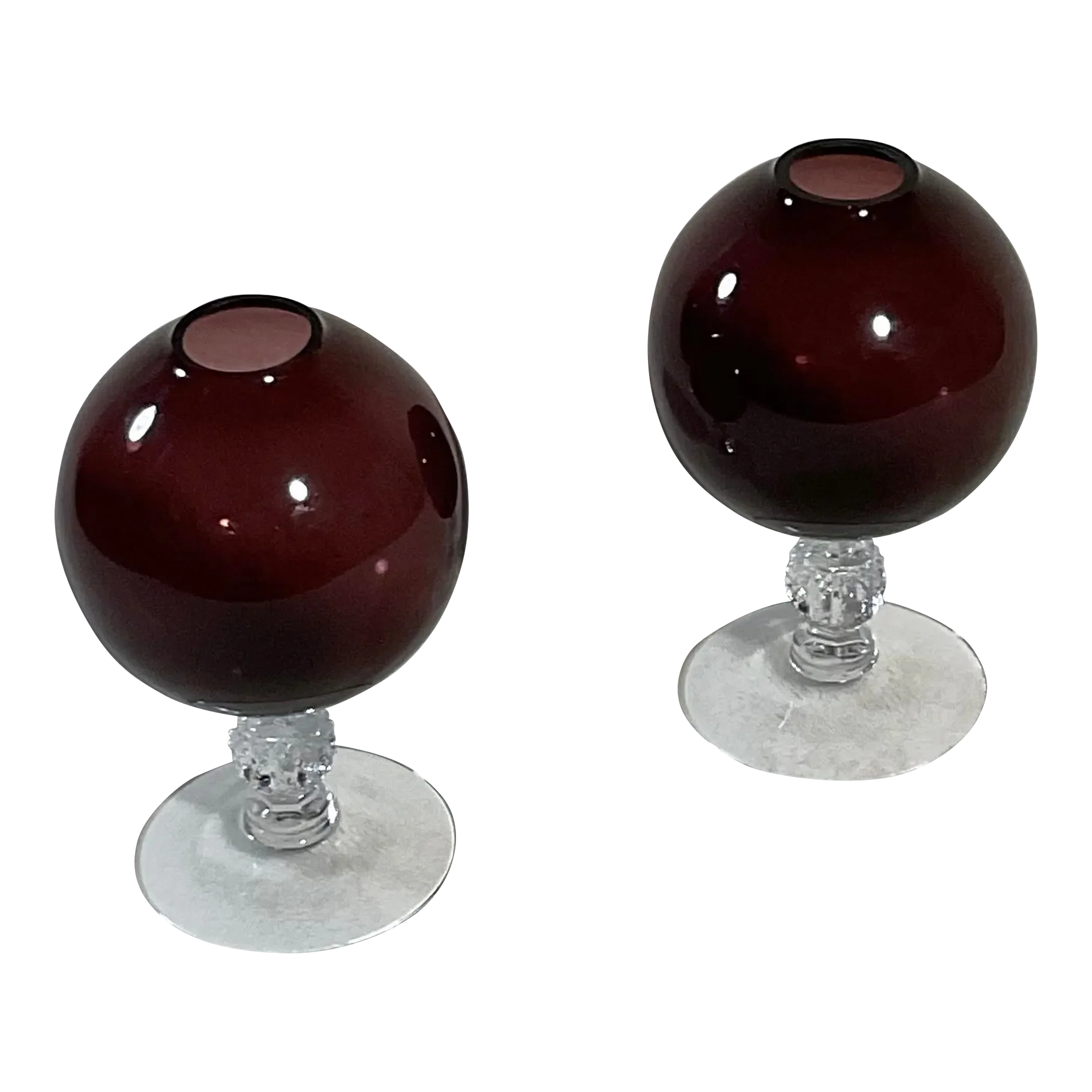 Mid Century Modern Art Glass Pedestal Footed Vase Set of 2 Chairish