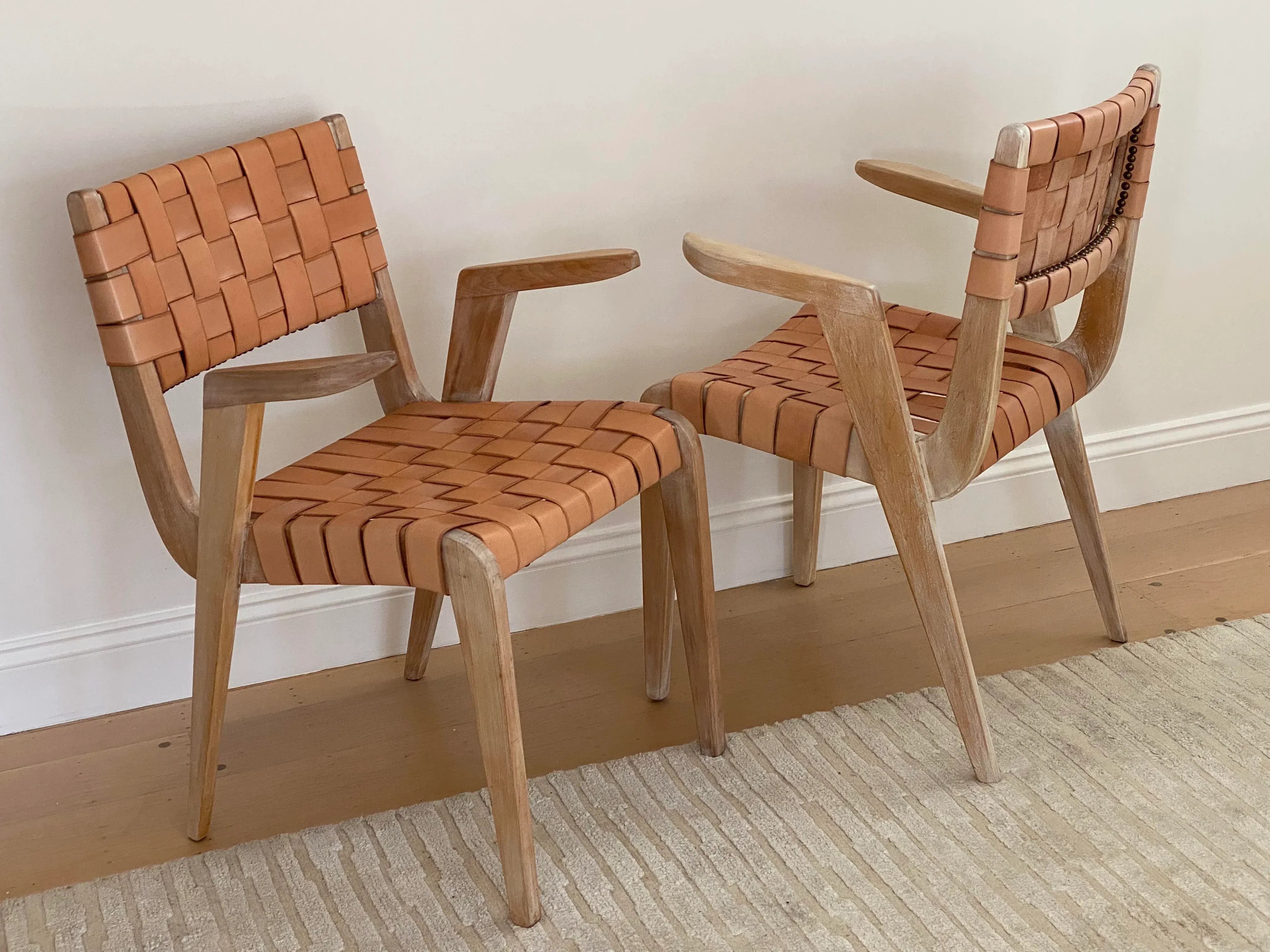 1940s Cowhide Leather Webbing Arm Chair by Abel Sorenson for Knoll