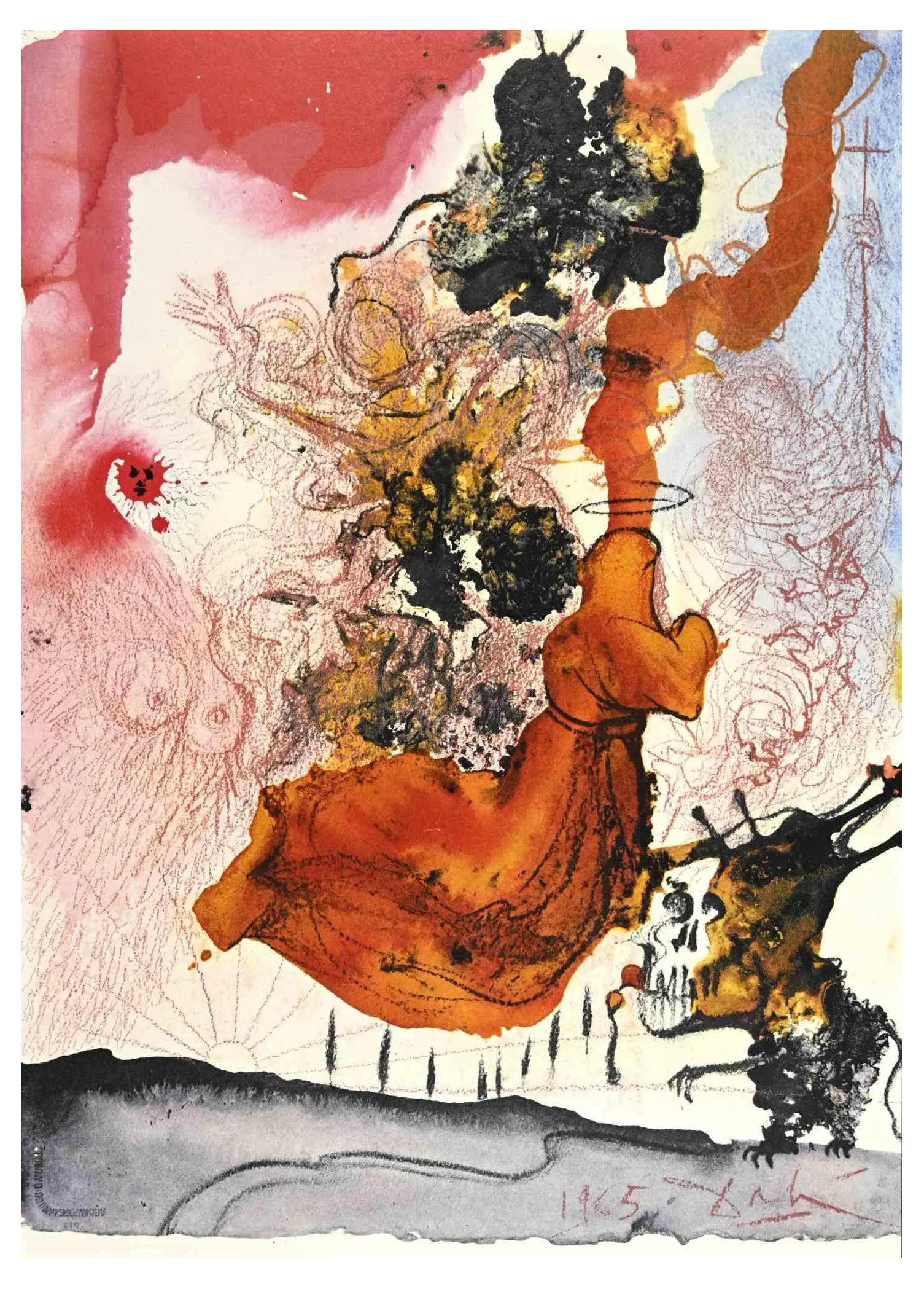 Salvador Dalí, Cadaver in sepulchro Elisei, Lithograph, 1964