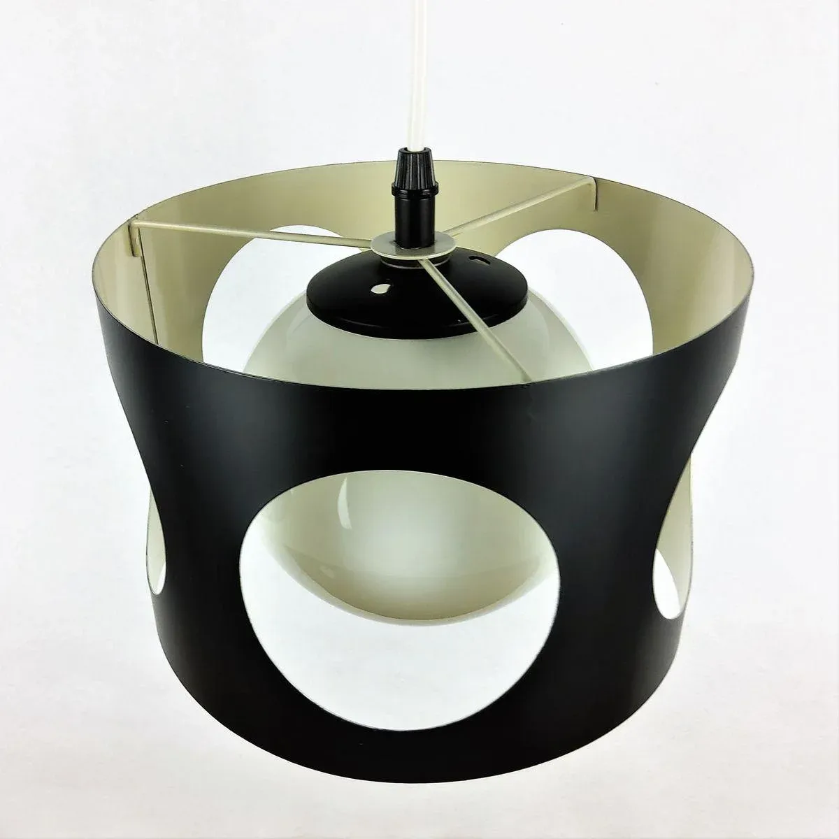Large Vintage Black Pendant Lamp, 1960s