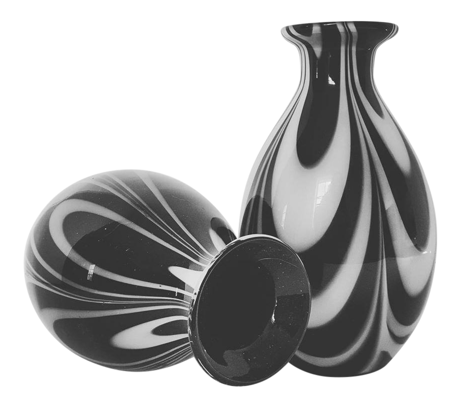 Black and White Murano Blown Glass Vase a Pair Chairish