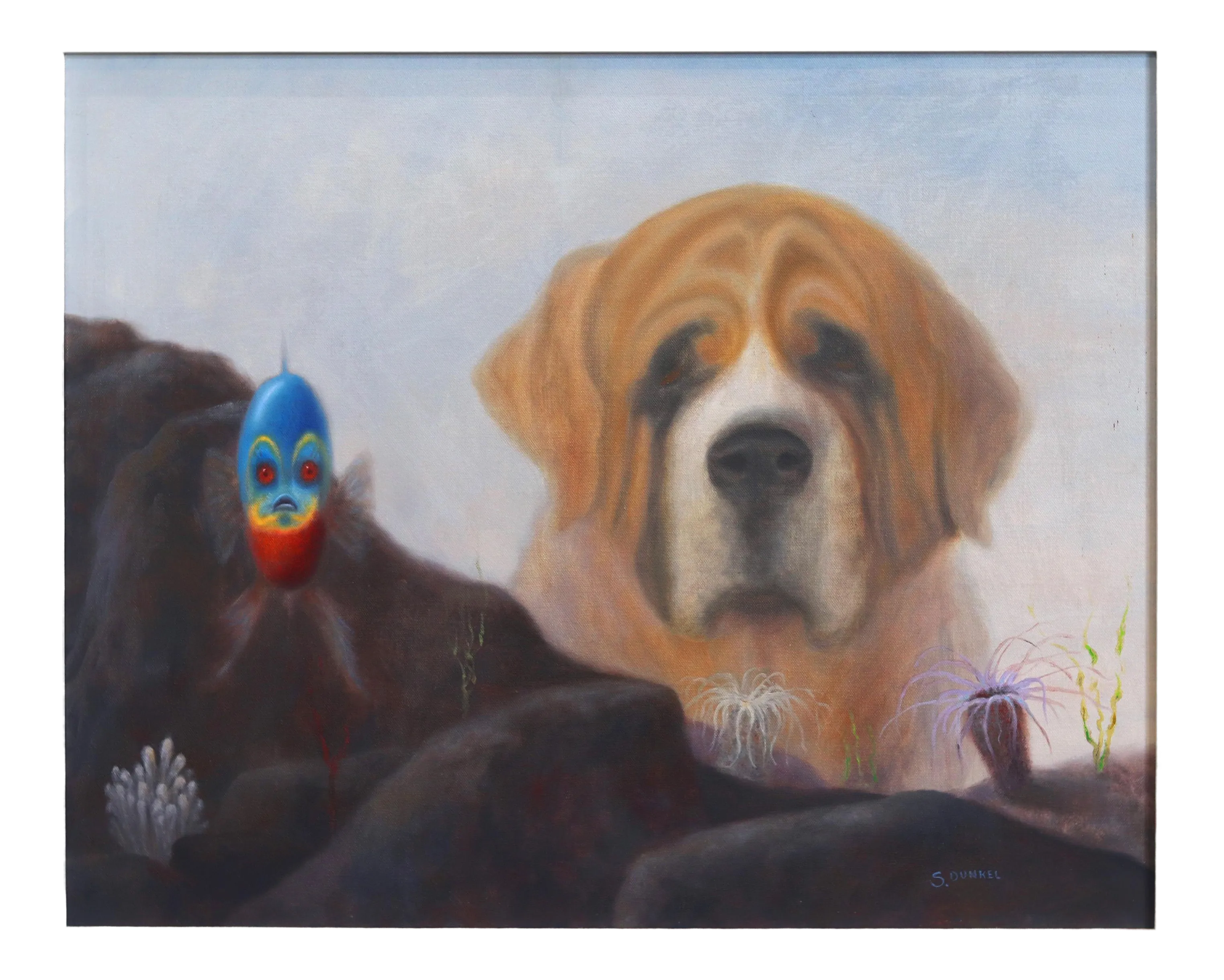 Photorealistic Dog and Tropical Fish Painting \