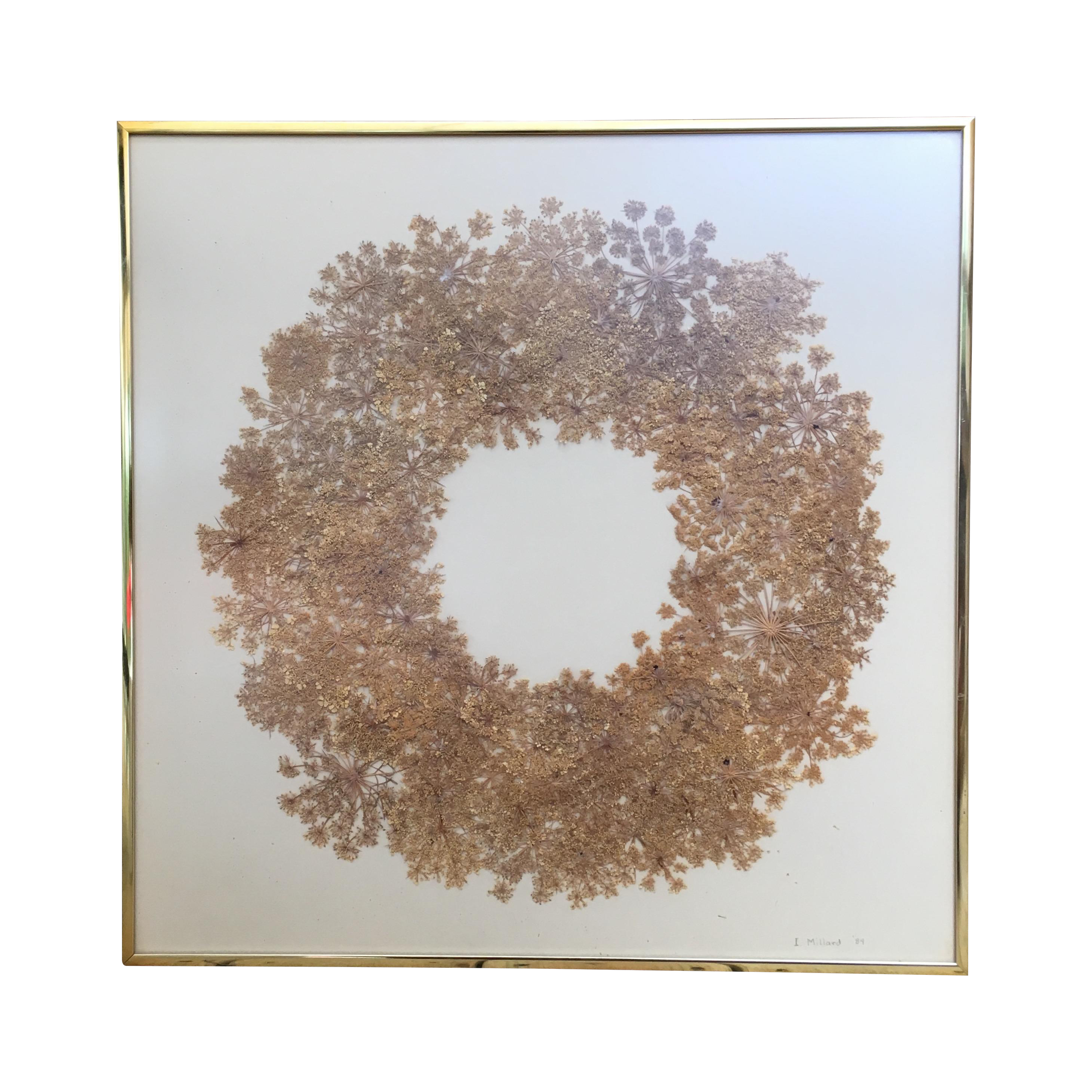 Vintage Queen Anne S Lace Press Flower Wreath Chairish