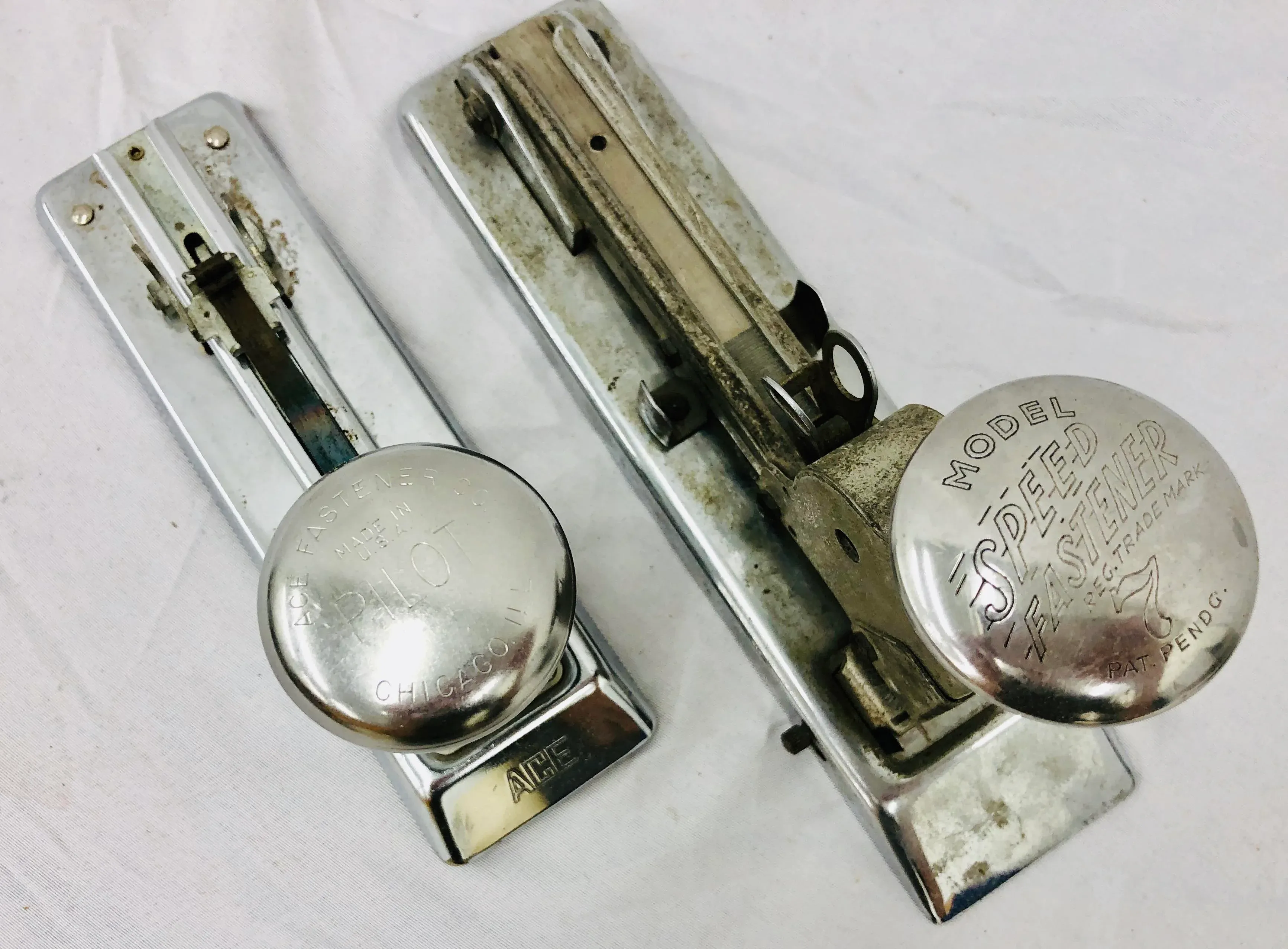 Set Vintage Silver Metal Staplers | Chairish