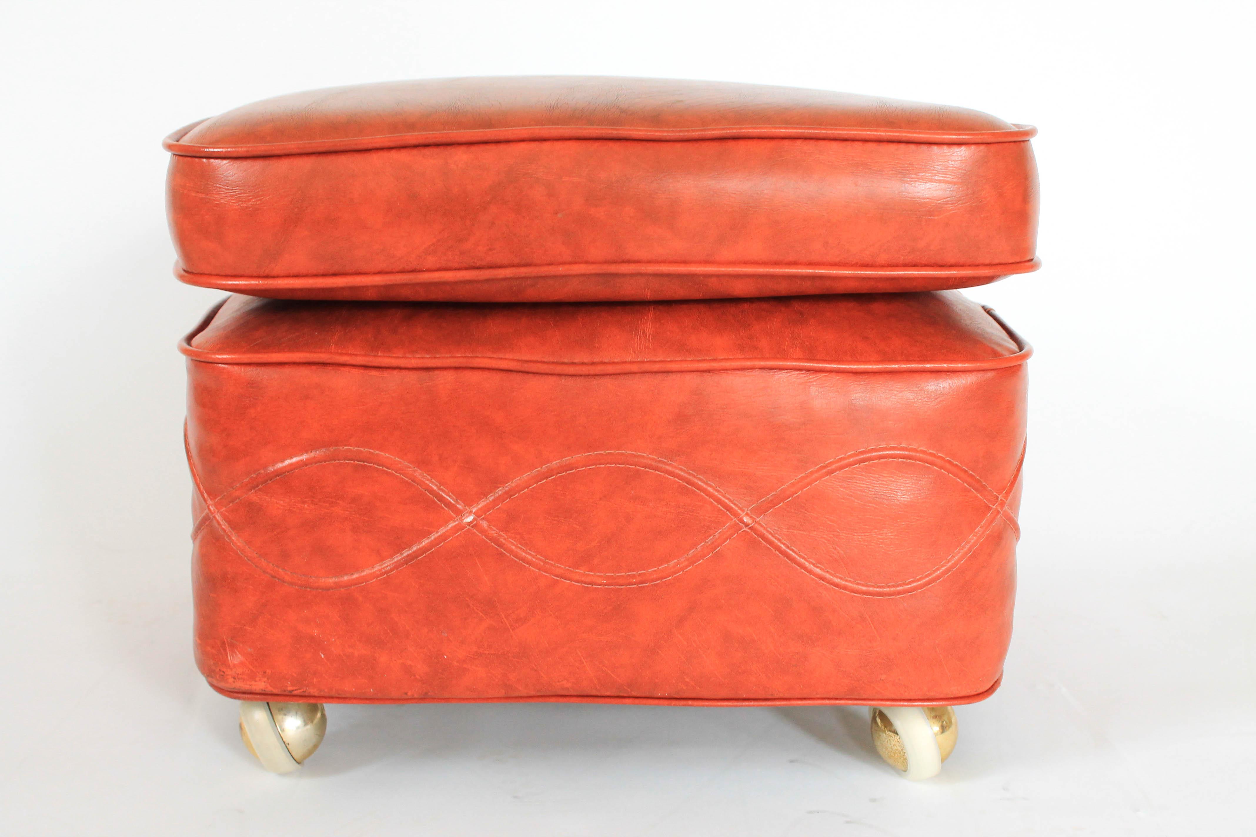 Burnt orange sale leather ottoman