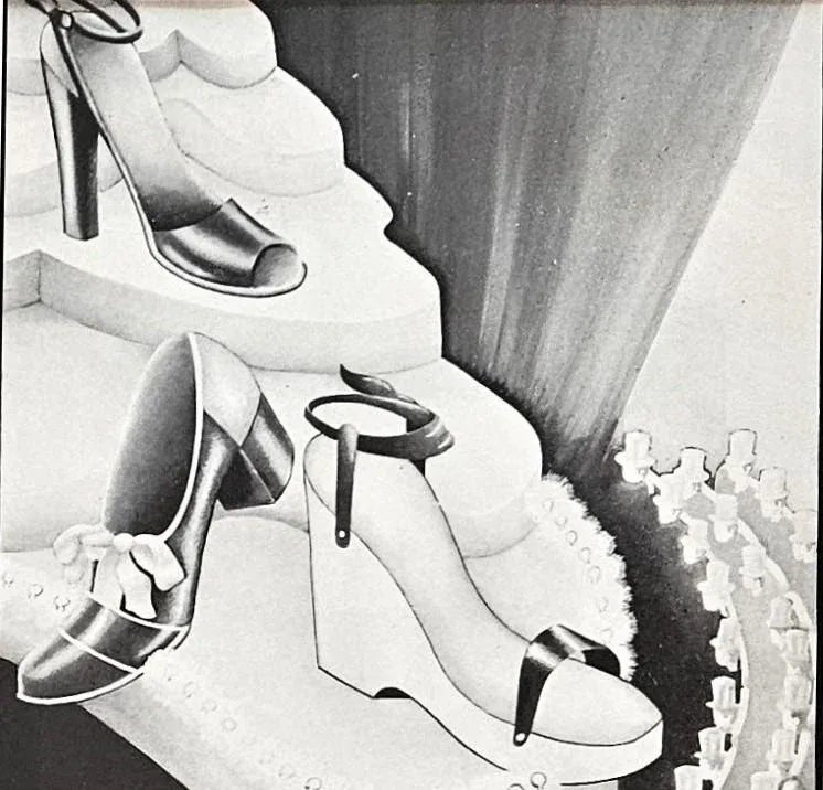 1972 Pair French Vintage Designer Shoe Prints-Dior, St  display picture 1