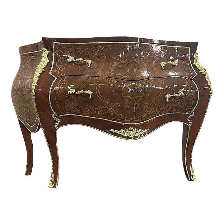 French Style Commode With Gold Details | Chairish