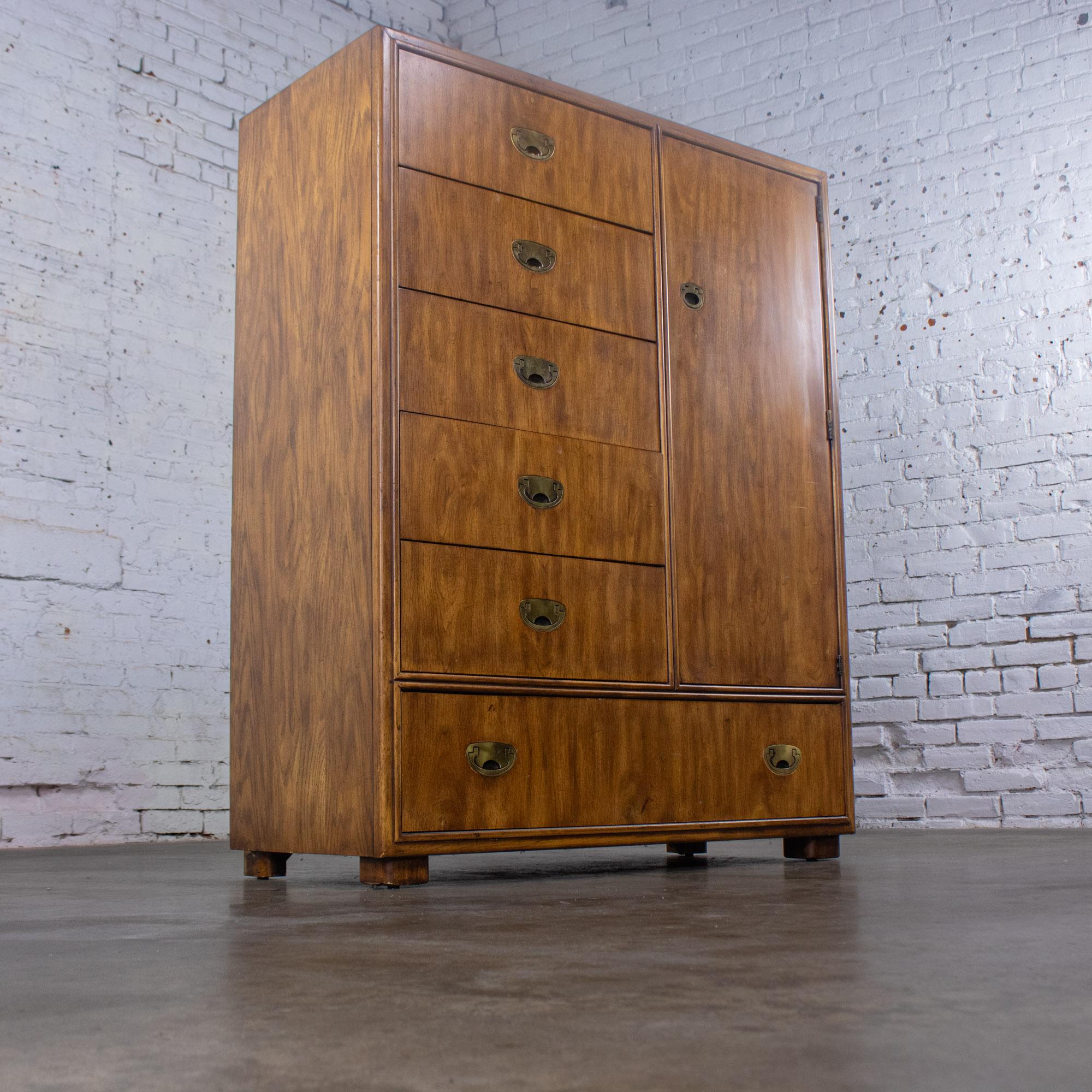Late 20th Century Campaign Style Gentleman's Chest of Drawers or