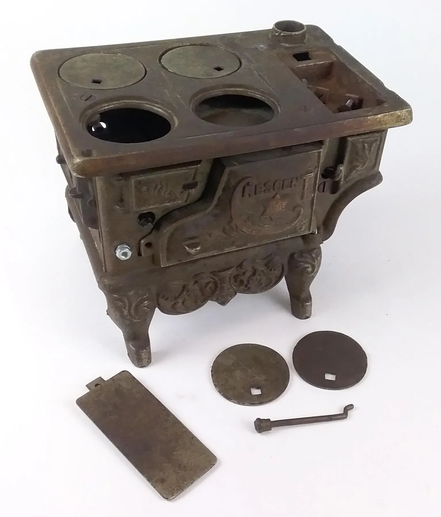 Miniature Crescent Cast Iron Stove Replica | Chairish