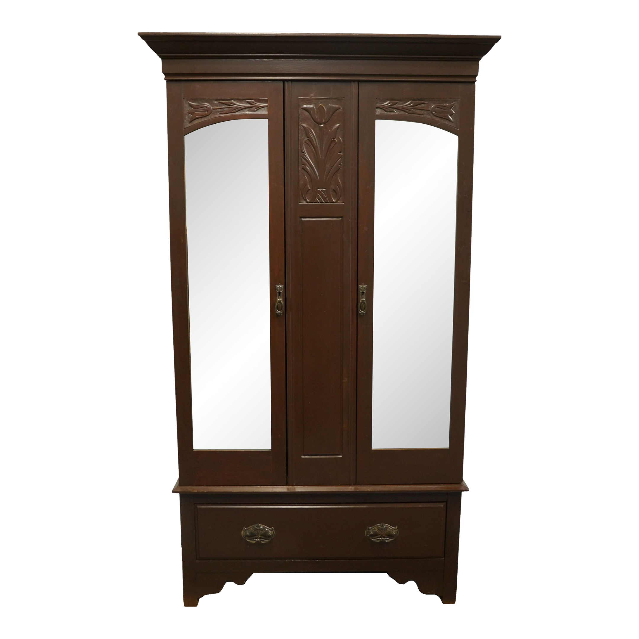 Vintage Antique Country French 44" Mirrored Clothing Wardrobe / Armoire