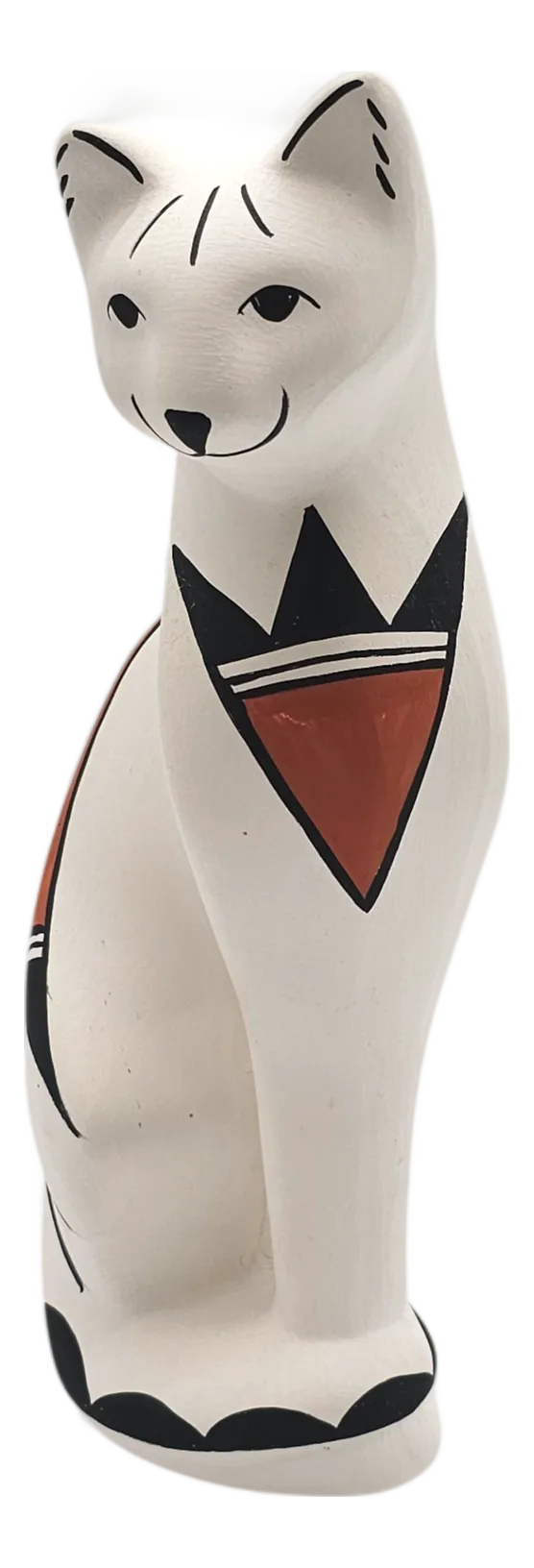 Acoma Pueblo Pottery Cat Sculpture by Shirley Chino, Hand Painted