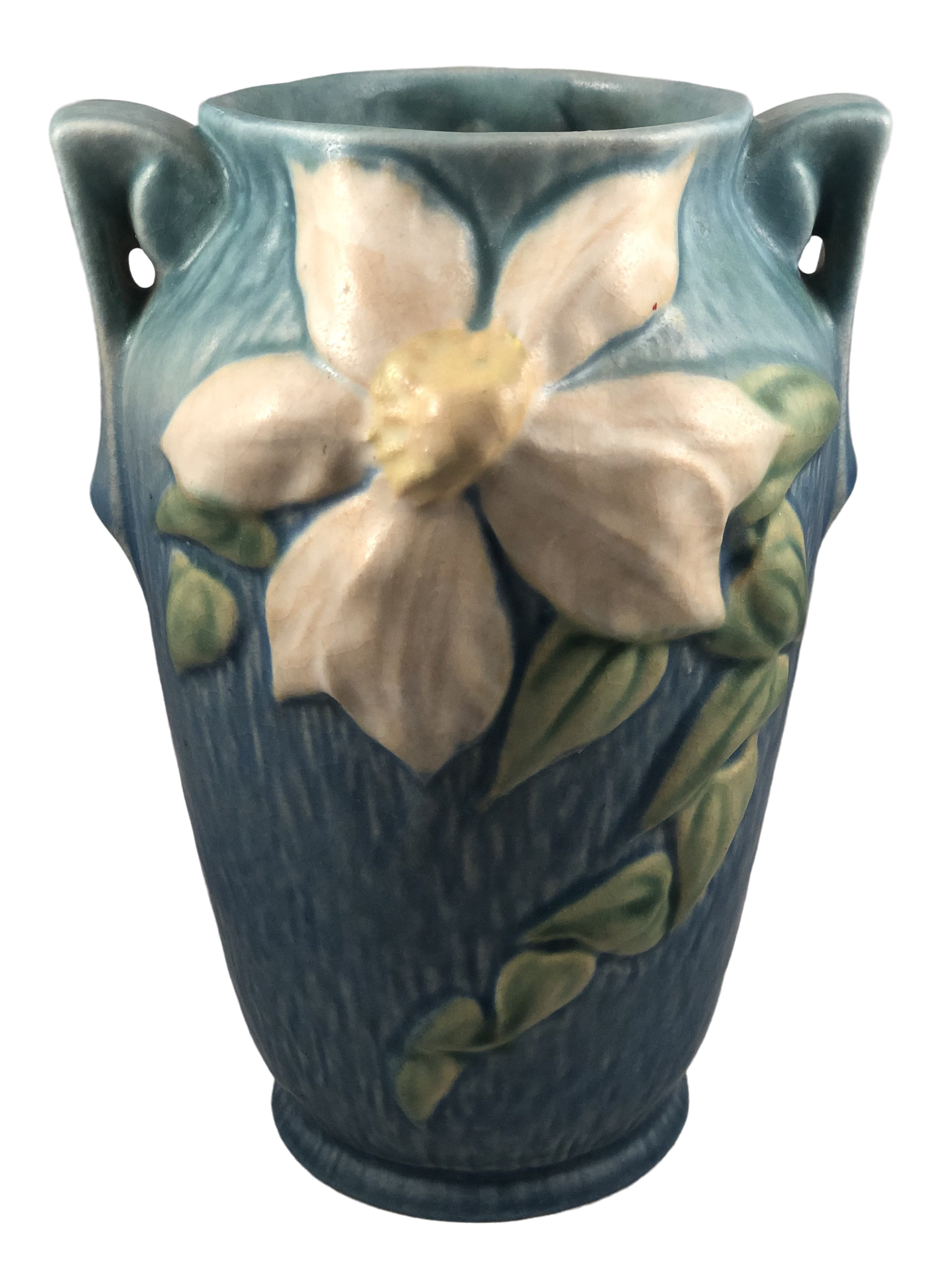 Vintage Roseville Pottery Clematis Double Handled Vase Chairish