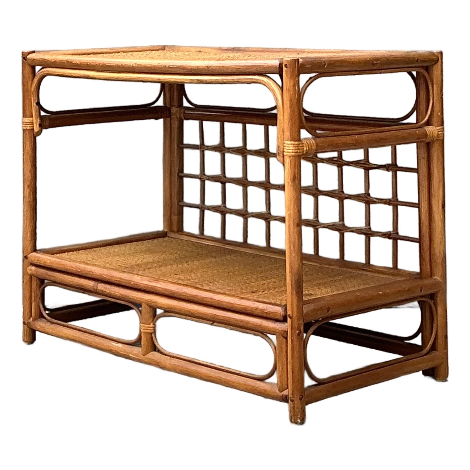 Vintage Grid Rattan Sideboard
