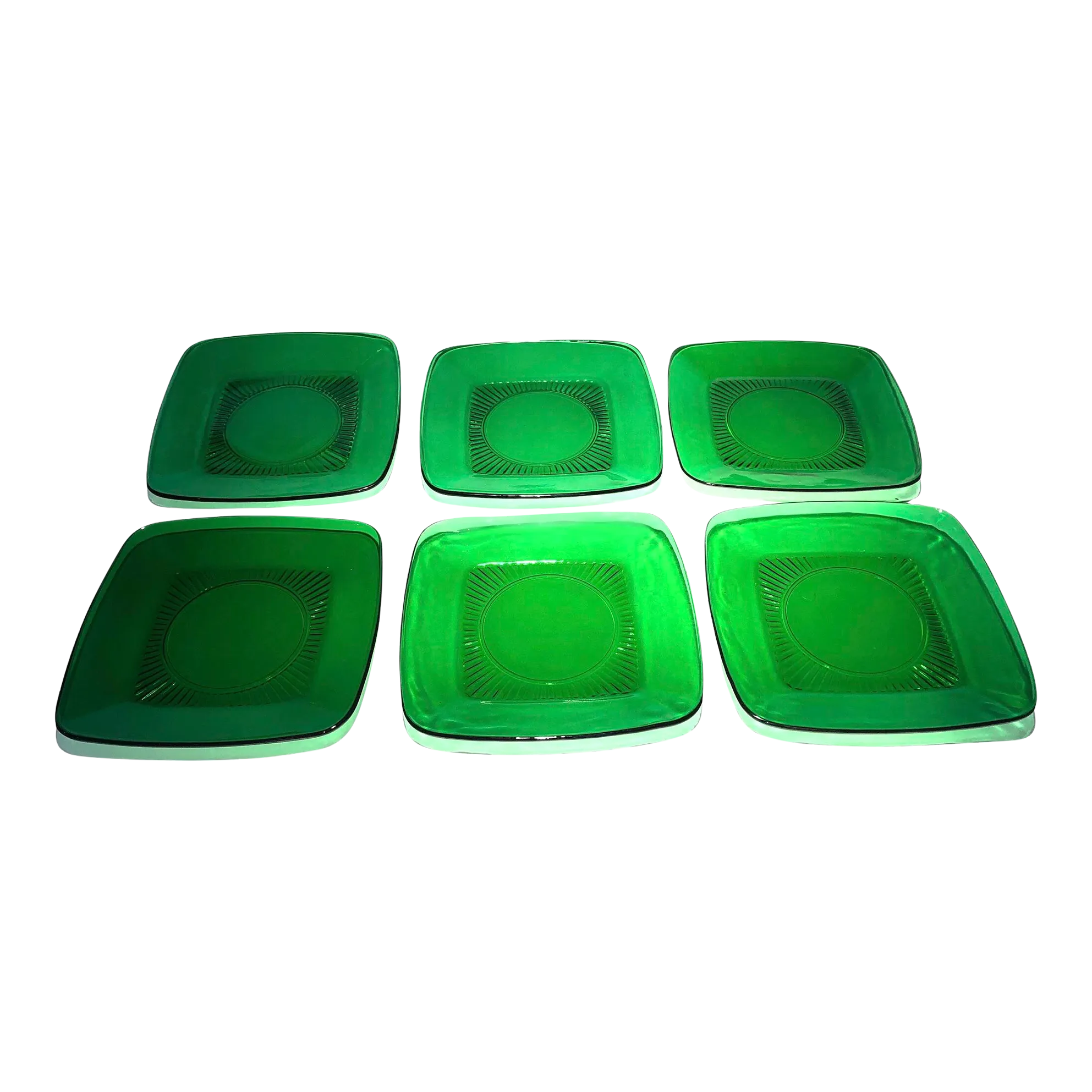 Vintage Anchor Hocking Spring Forest Green Glass Dinner Plates, Set of Six Chairish