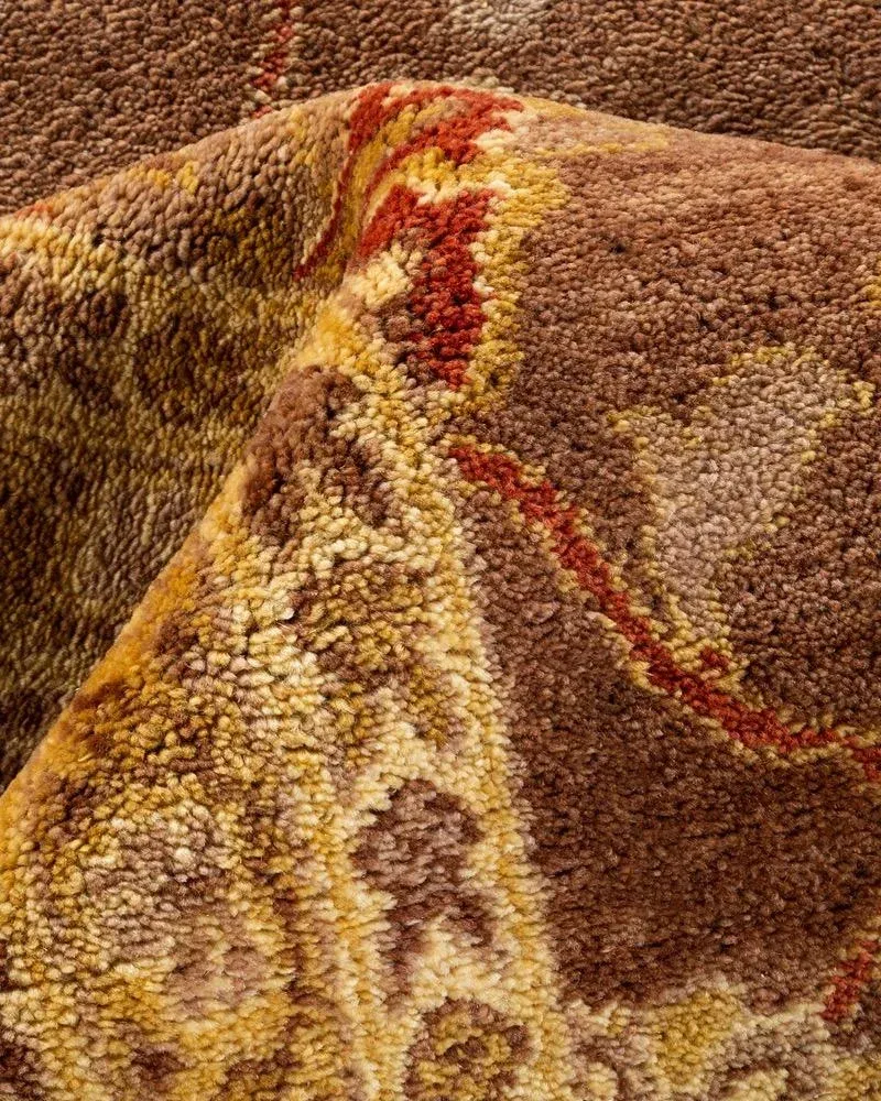 Eclectic, One-of-a-Kind Hand-Knotted Area Rug in Brown, 12\' 0\