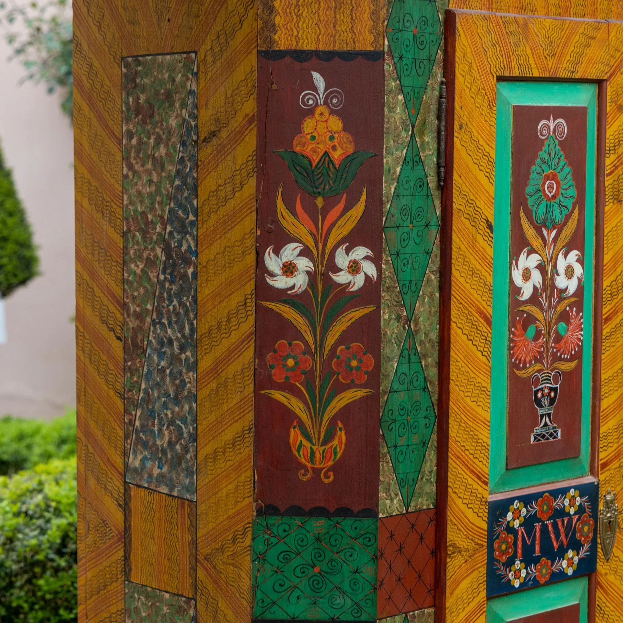 Hand-Painted Folk Art Wardrobe, Southern Germany, 1851