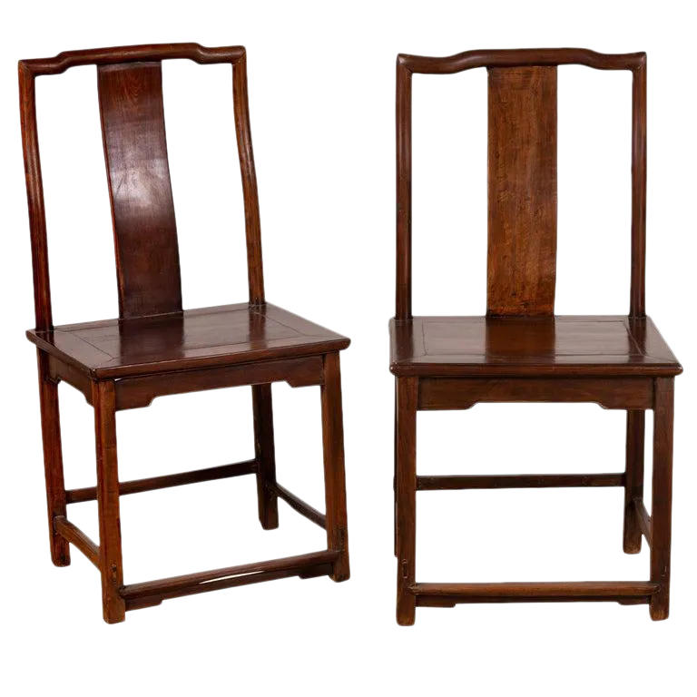 Chinese Elm Dark Patina Scholar's Ceremonial Chairs a Pair Chairish